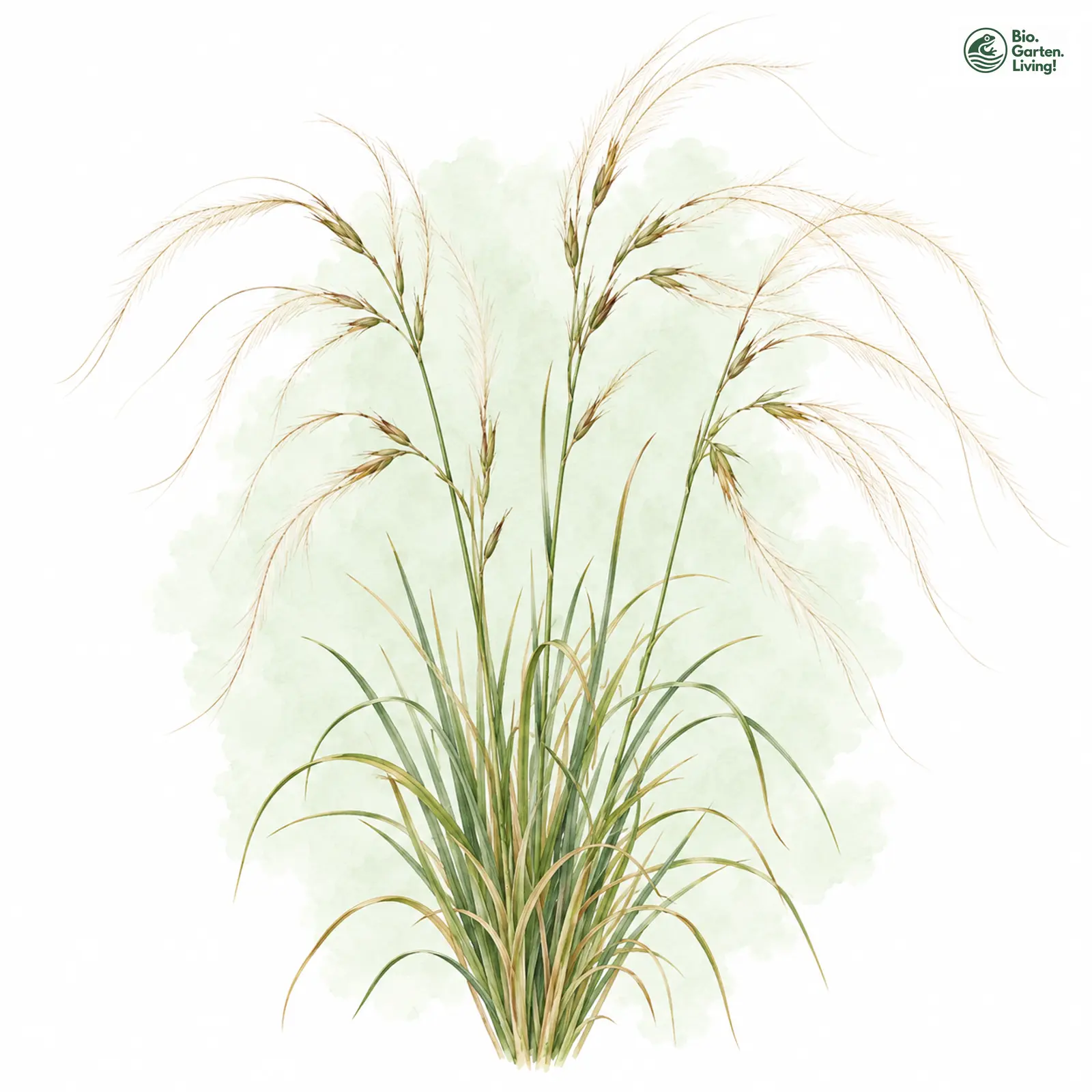 Aquarellzeichnung: Sand-Federgras (Stipa borysthenica)