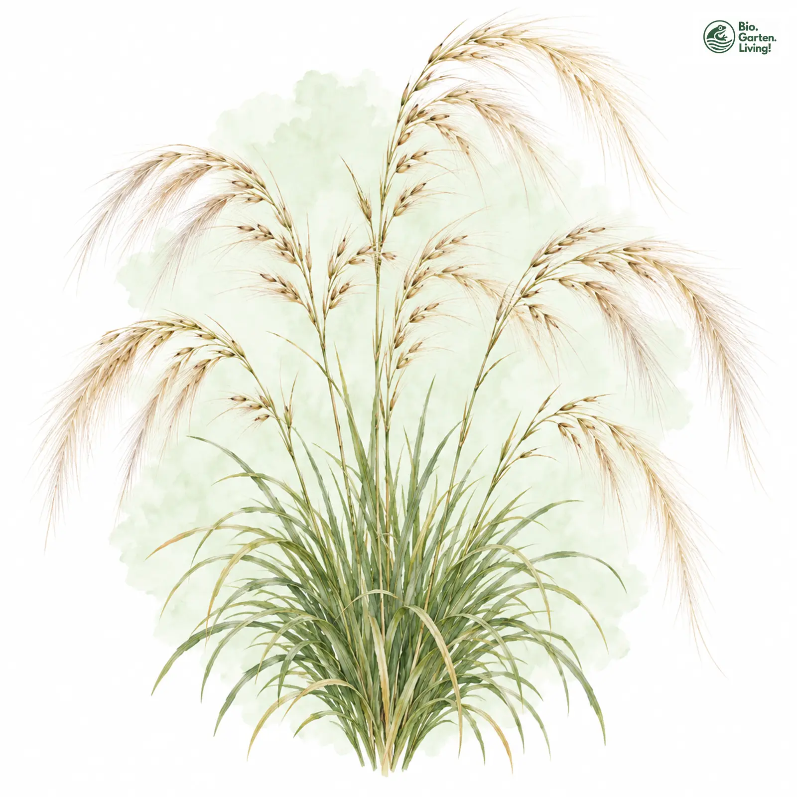 Aquarellzeichnung: Großes Federgras (Stipa pulcherrima (im weiteren Sinne))