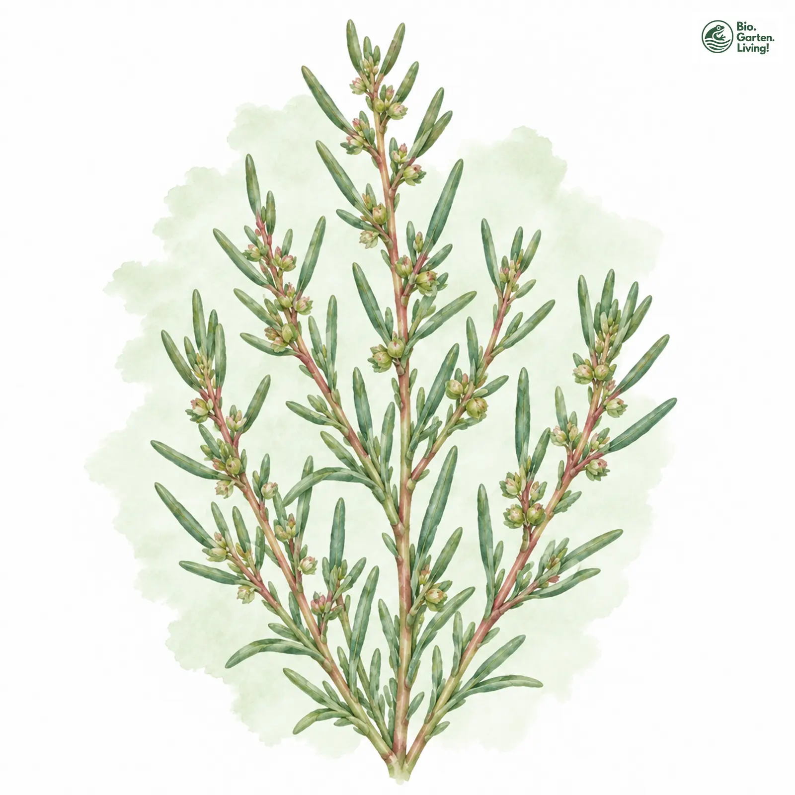 Aquarellzeichnung: Strand-Sode (Suaeda maritima)