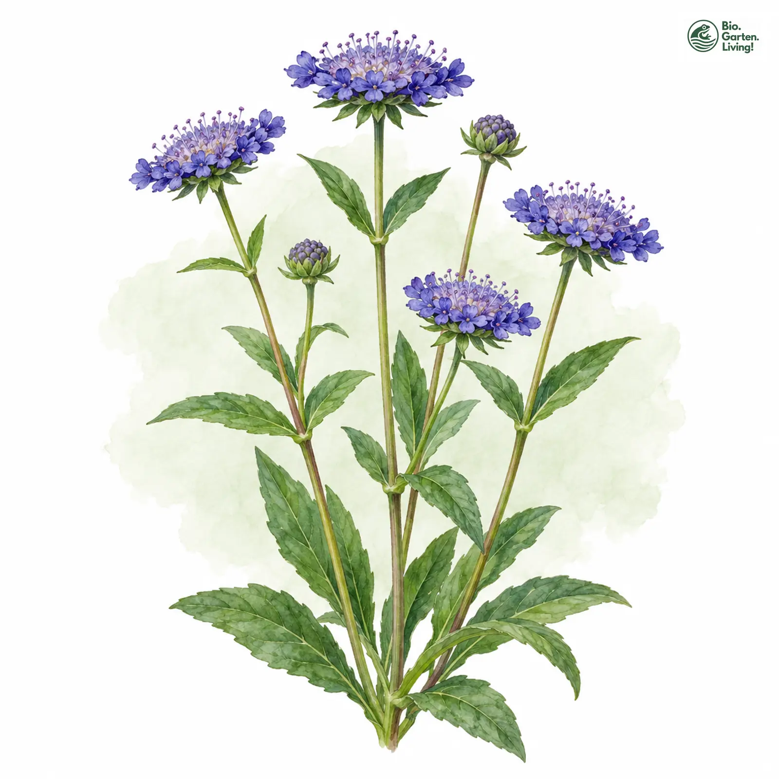 Aquarellzeichnung: Gewöhnlicher Teufelsabbiss (Succisa pratensis)