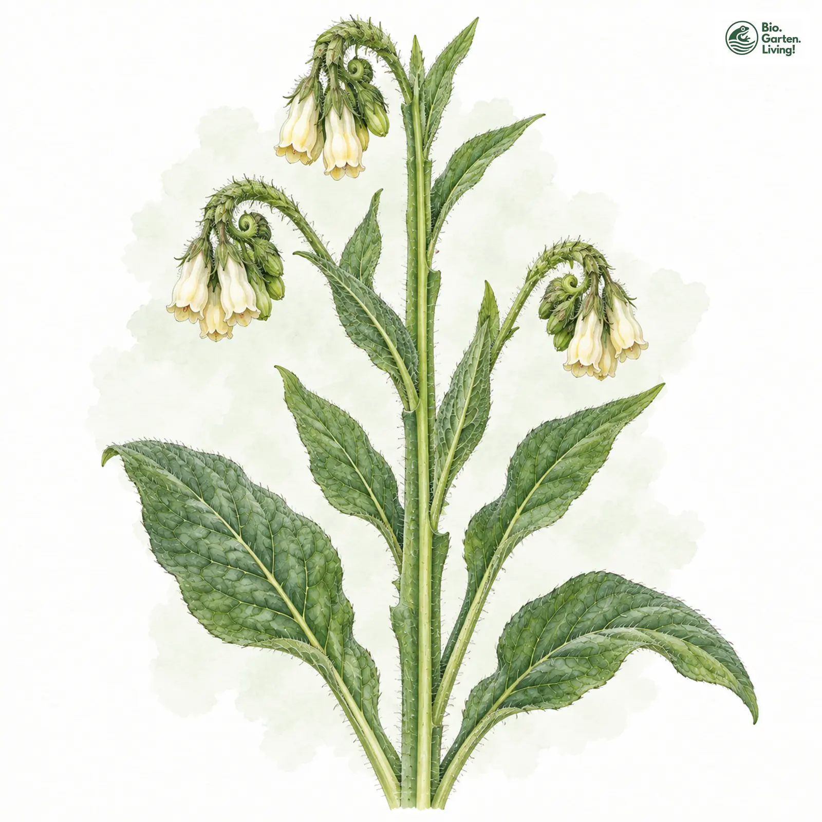Aquarellzeichnung: Böhmischer Beinwell (Symphytum bohemicum)