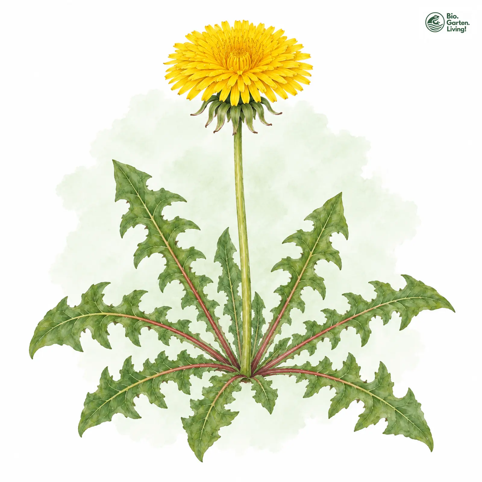 Aquarellzeichnung: Hanferartiger Löwenzahn (Taraxacum acervatulum)
