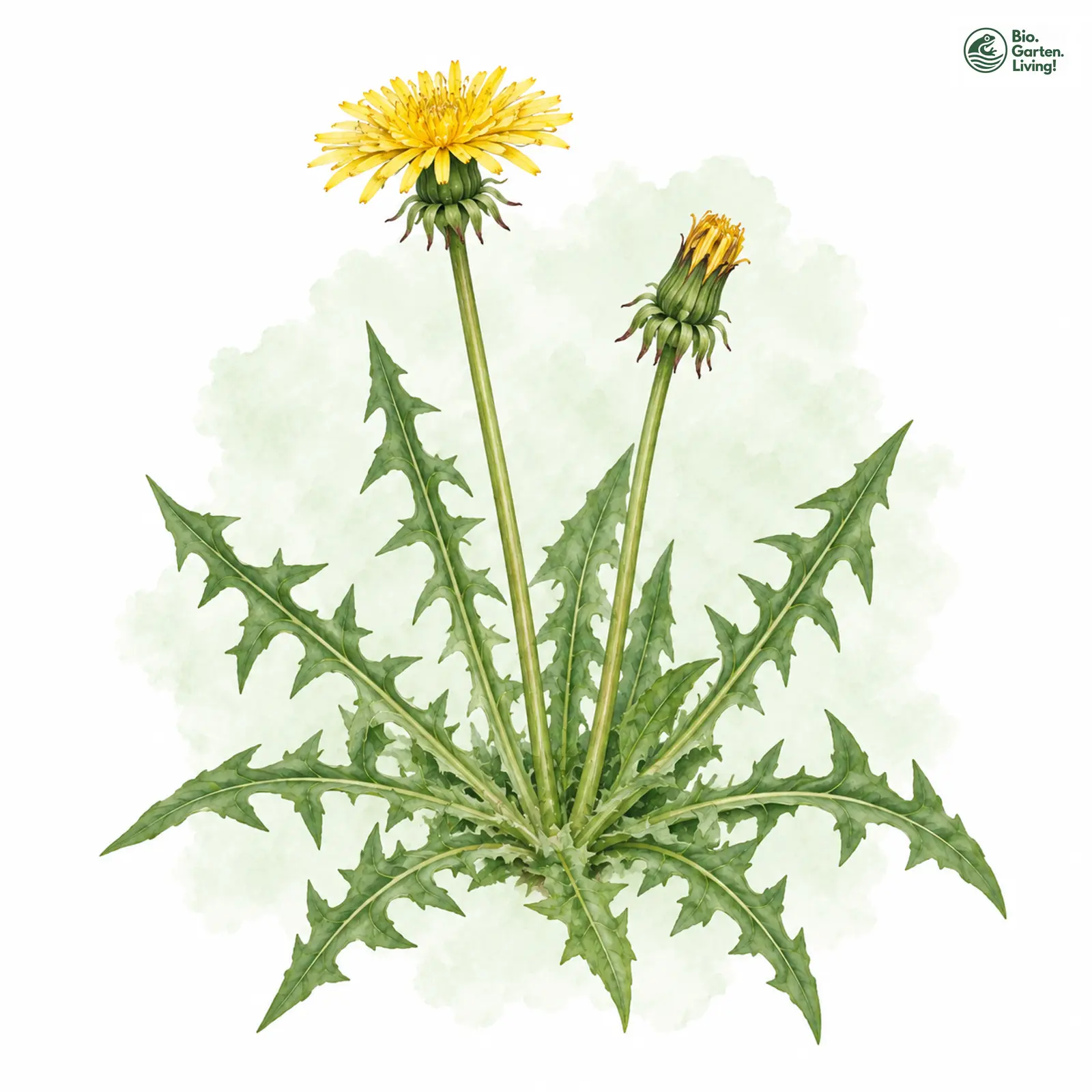 Aquarellzeichnung: Scharfspaltiger Löwenzahn (Taraxacum acutifidum)