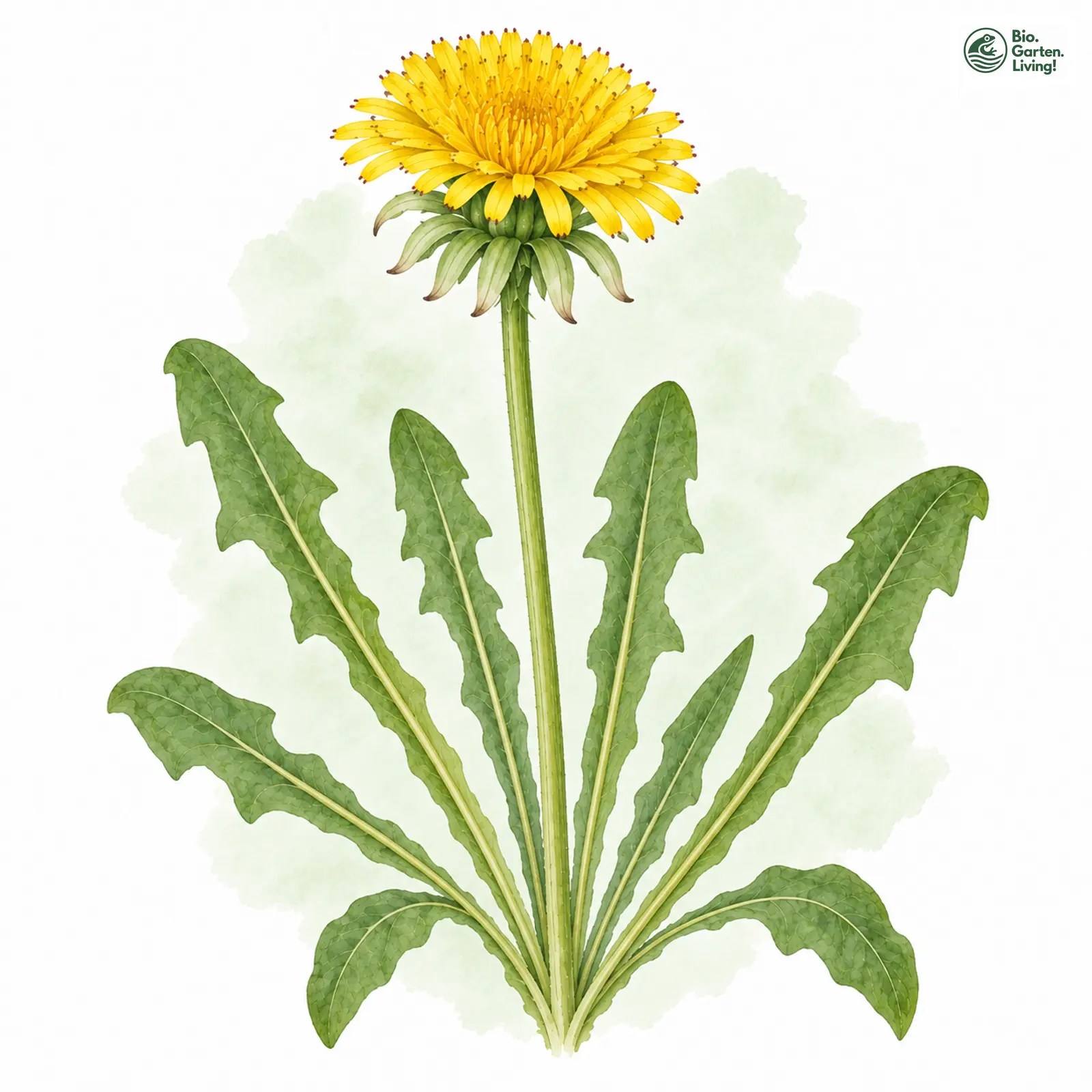 Aquarellzeichnung: Geflügelter Löwenzahn (Taraxacum alatum)