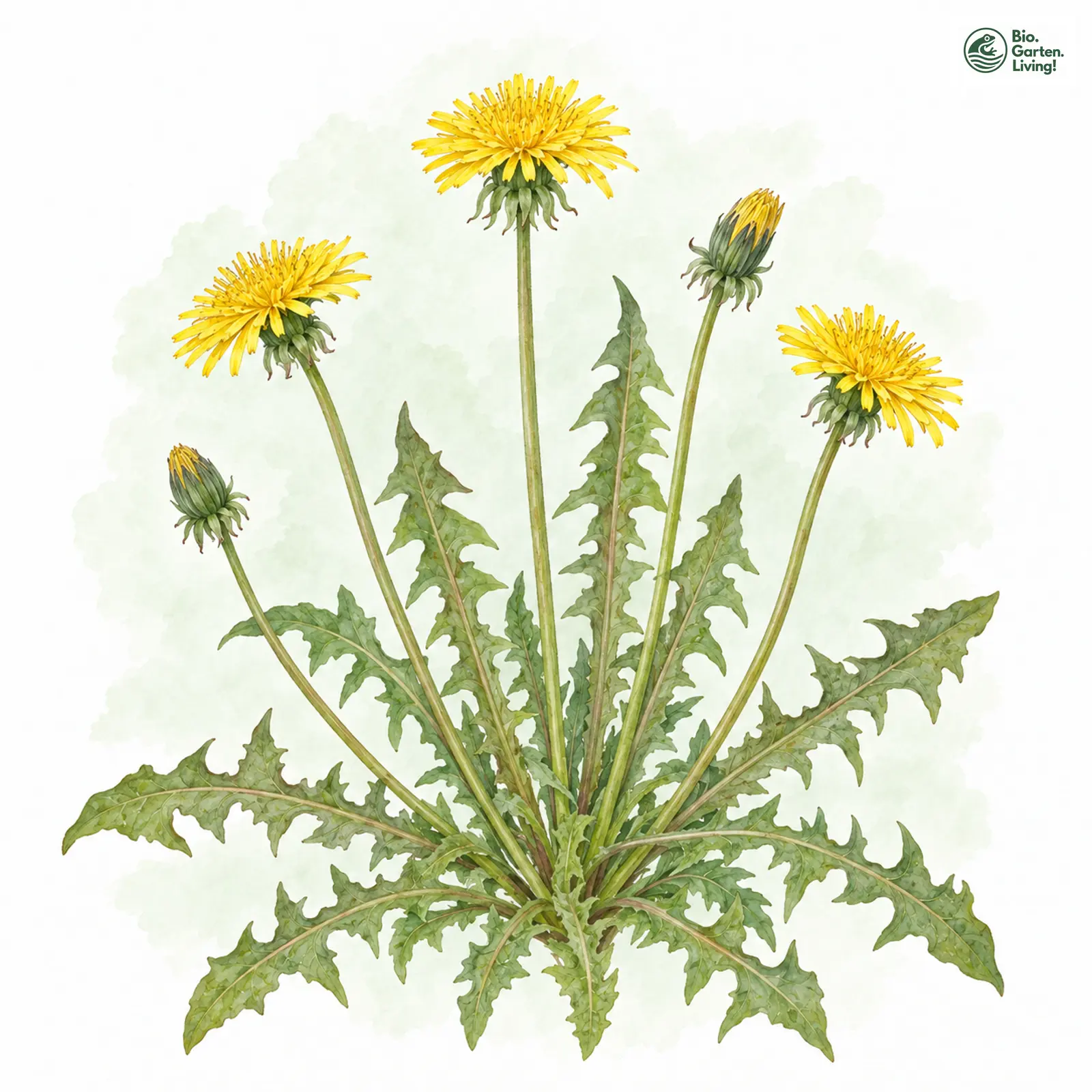 Aquarellzeichnung: Albertshofer-Löwenzahn (Taraxacum albertshoferi)