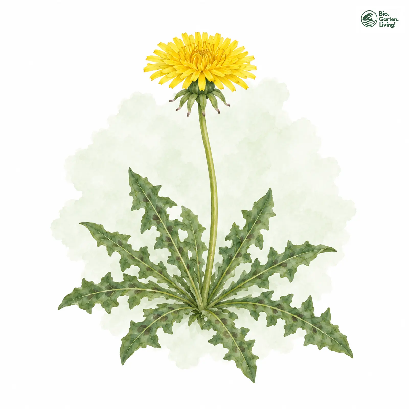 Aquarellzeichnung: Schmalschuppiger Löwenzahn (Taraxacum angustisquameum)