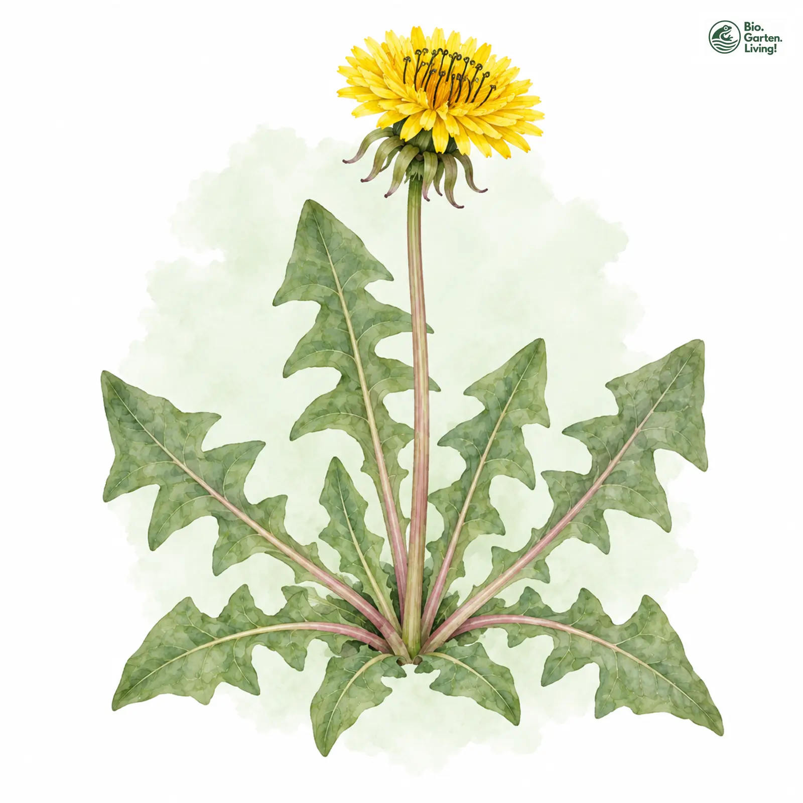 Aquarellzeichnung: Schwarzkappen-Löwenzahn (Taraxacum atricapillum)