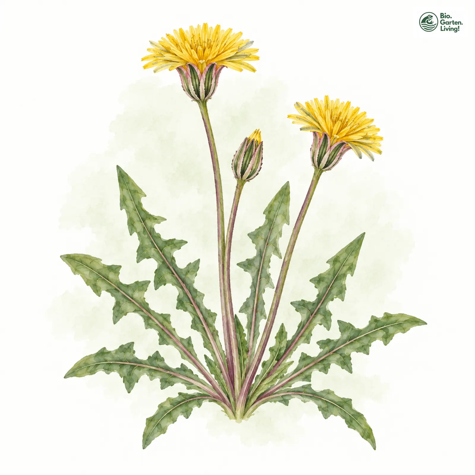 Aquarellzeichnung: Bodensee-Löwenzahn (Taraxacum balticiforme)