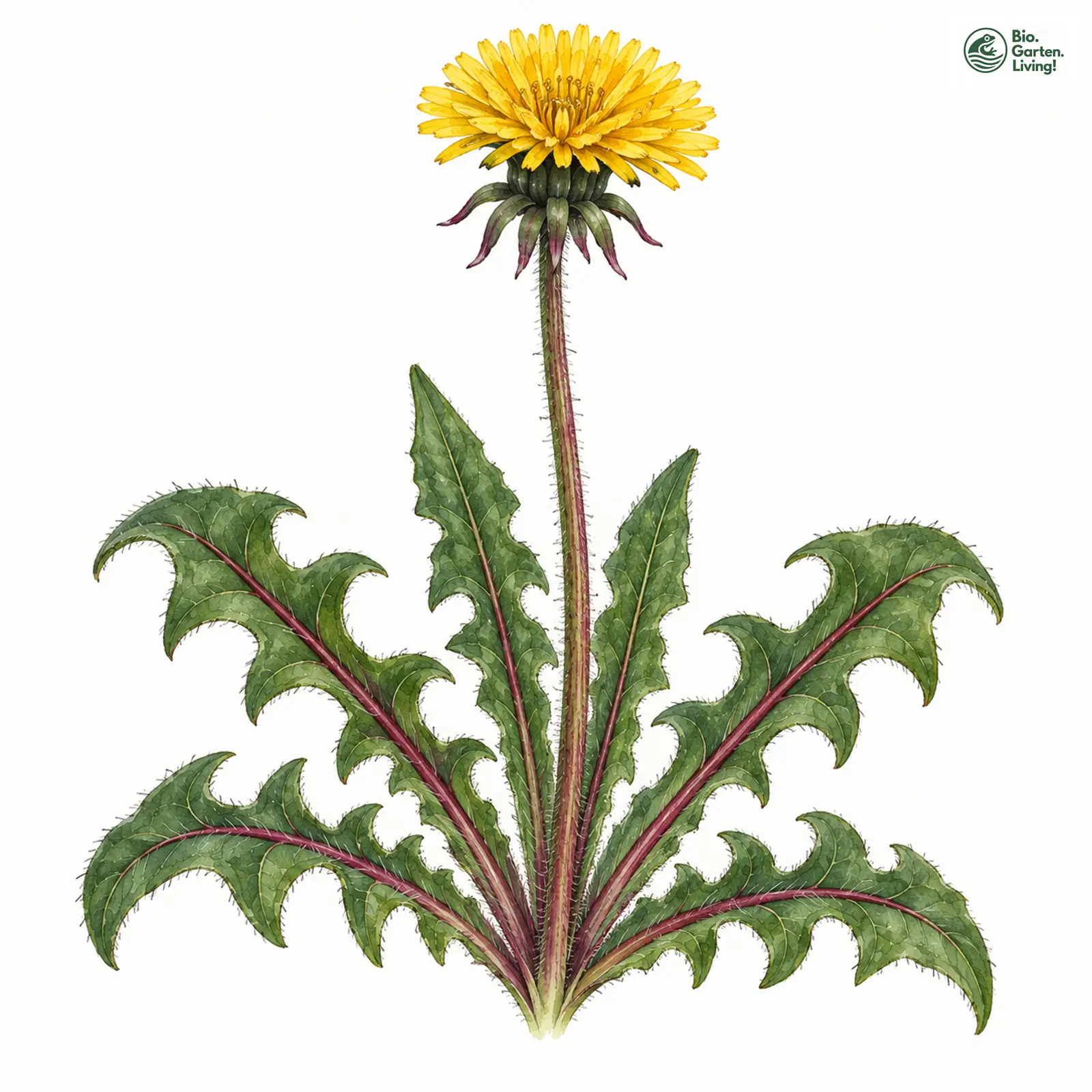 Aquarellzeichnung: Boekmann-Löwenzahn (Taraxacum boekmanii)