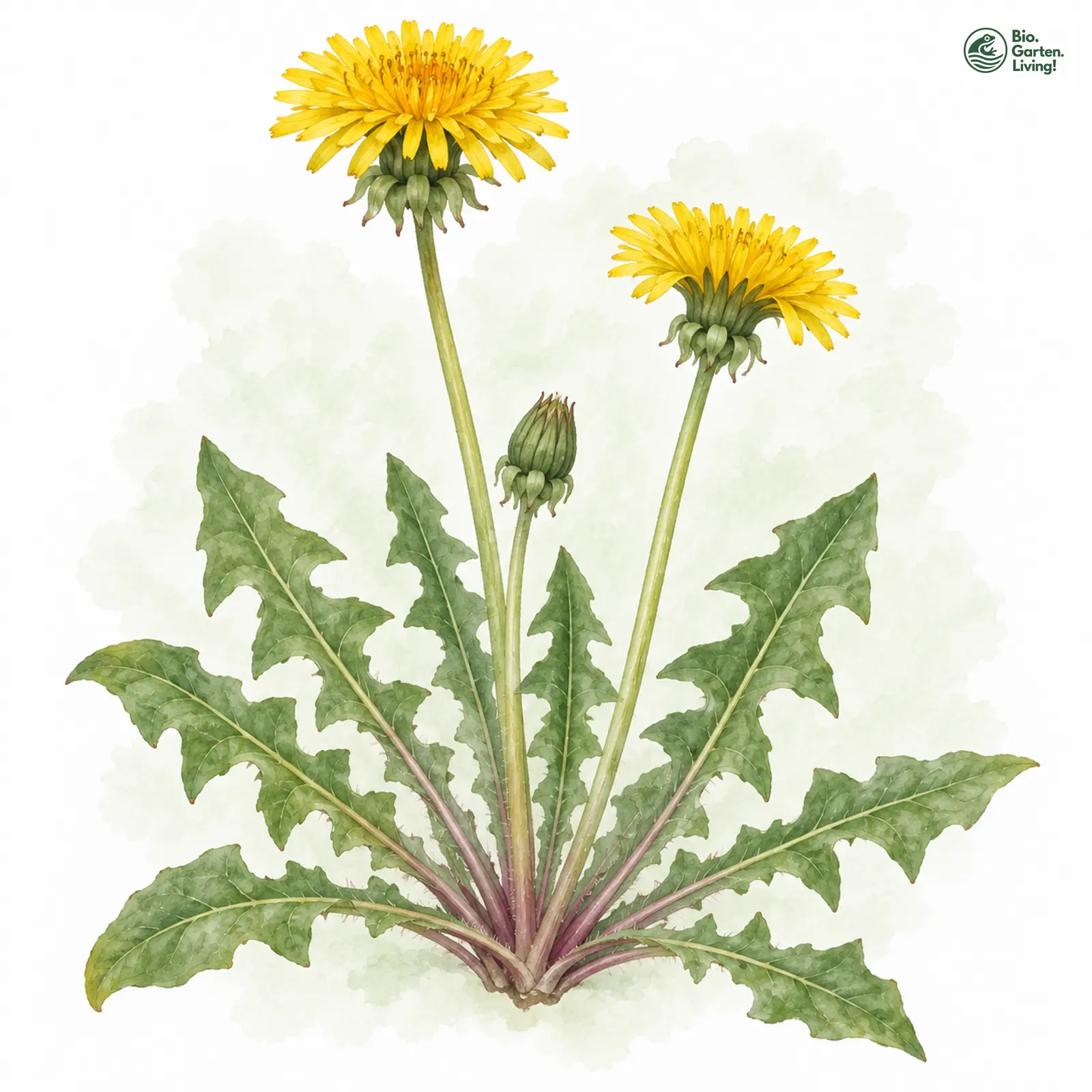 Aquarellzeichnung: Borgvall-Löwenzahn (Taraxacum borgvallii)
