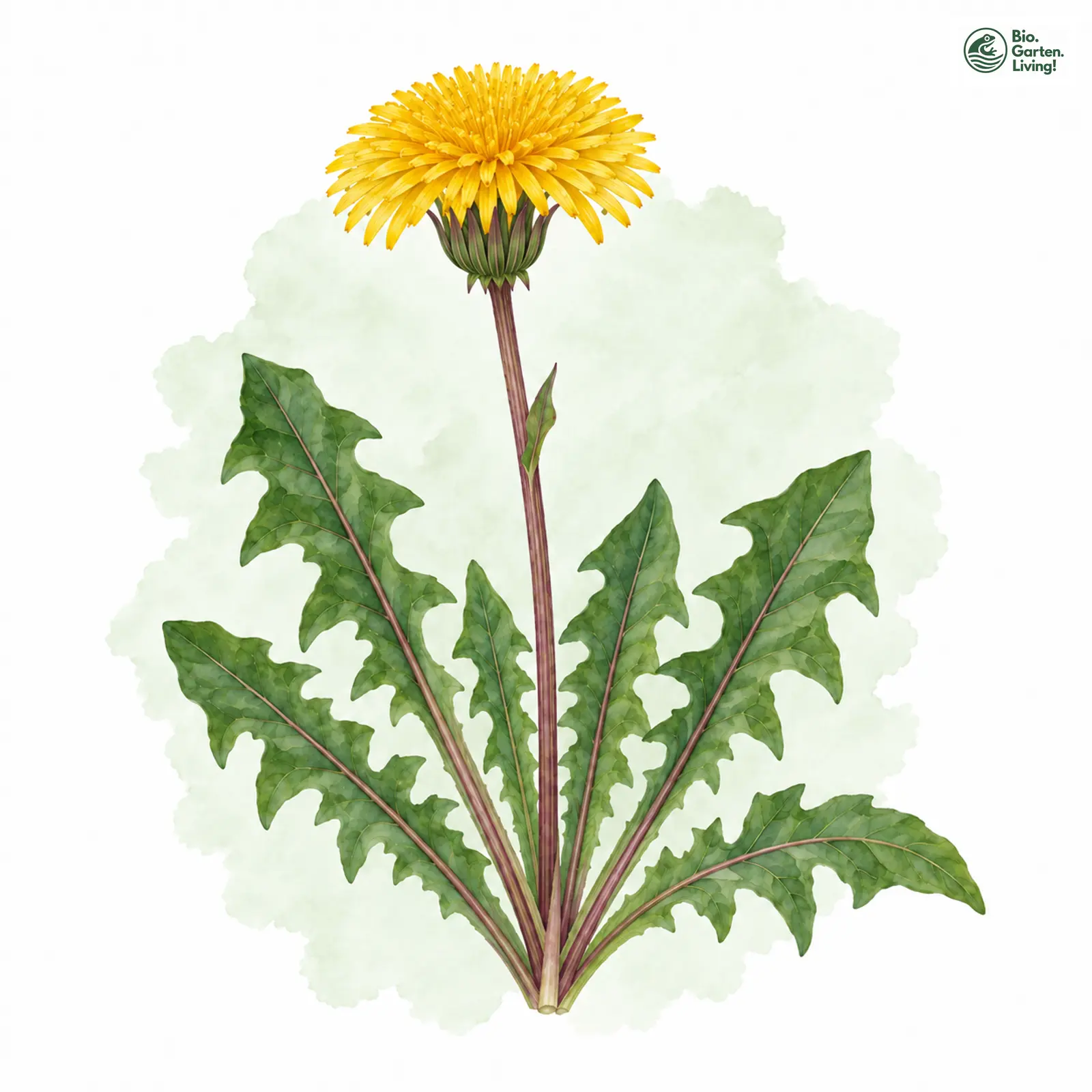 Aquarellzeichnung: Rotnerviger Löwenzahn (Taraxacum bracteatum)