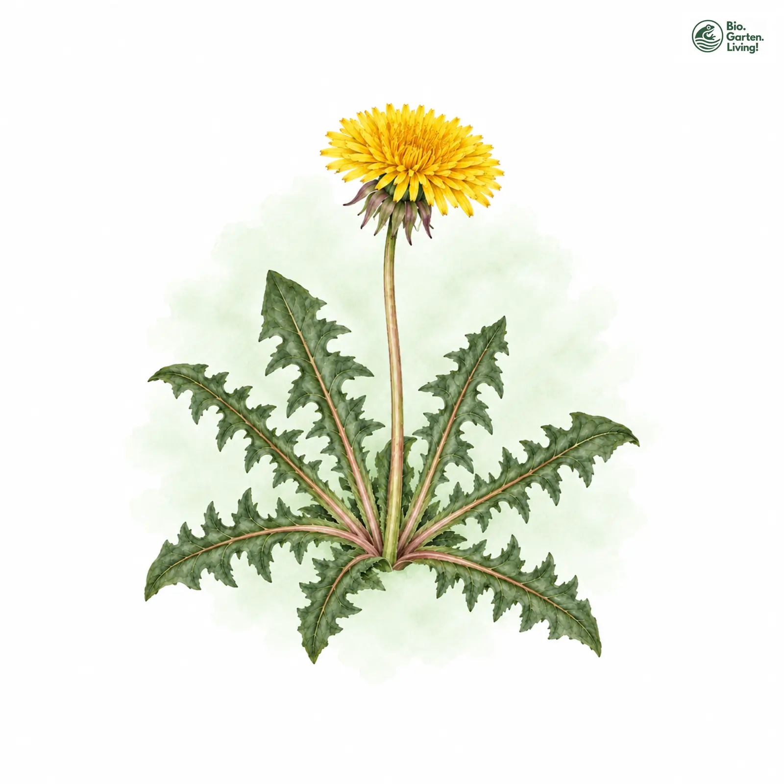 Aquarellzeichnung: Grünlicher Löwenzahn (Taraxacum chlorodes)