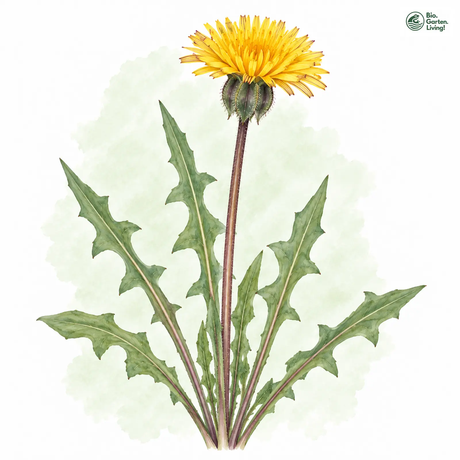 Aquarellzeichnung: Bewimperter Löwenzahn (Taraxacum ciliare)