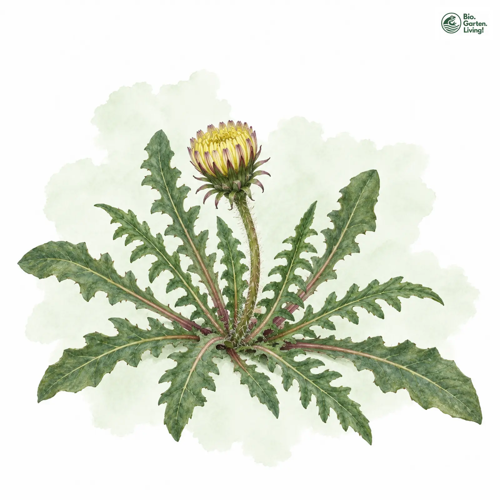 Aquarellzeichnung: Gedrängtlappiger Löwenzahn (Taraxacum congestolobum)