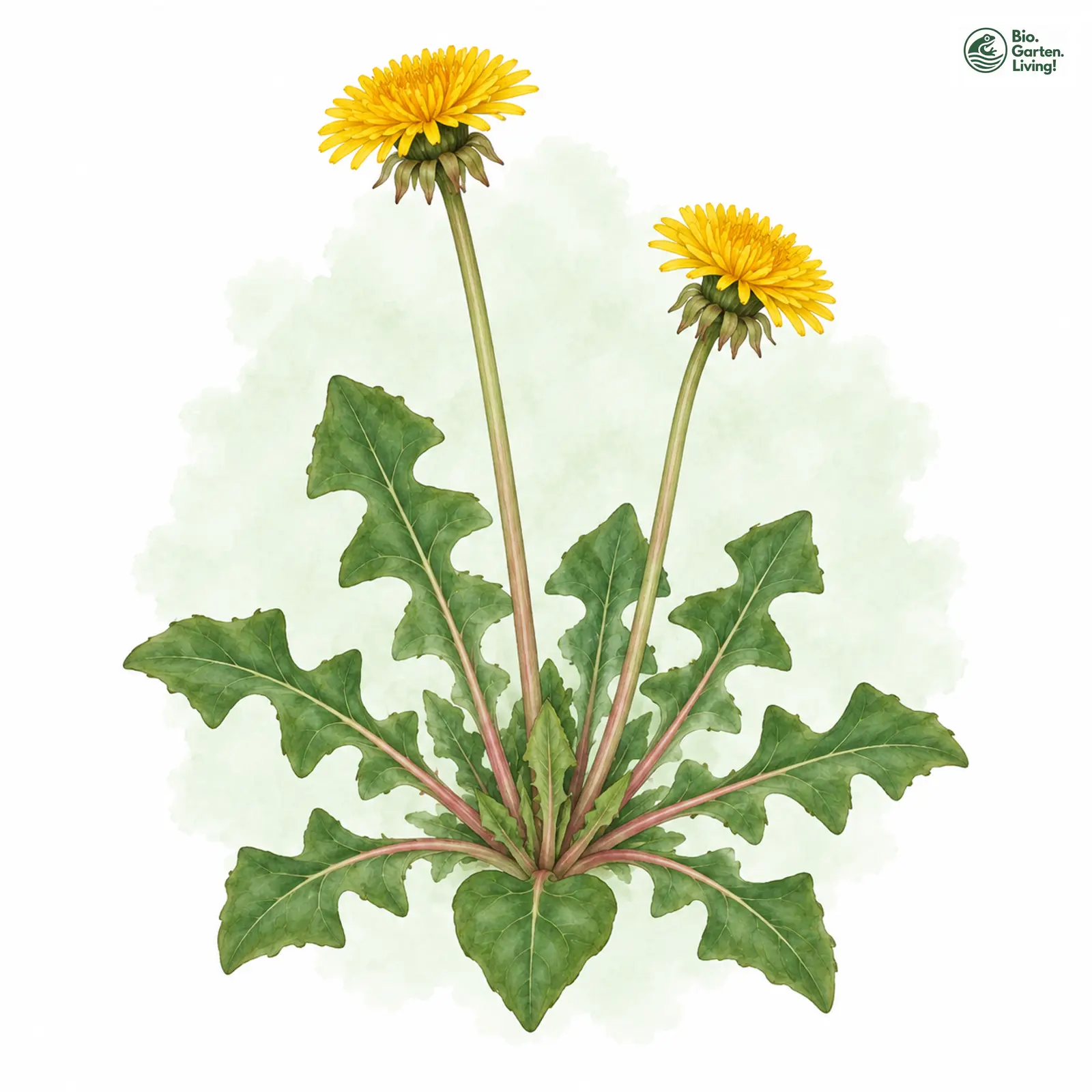 Aquarellzeichnung: Herzförmiger Löwenzahn (Taraxacum cordatum)