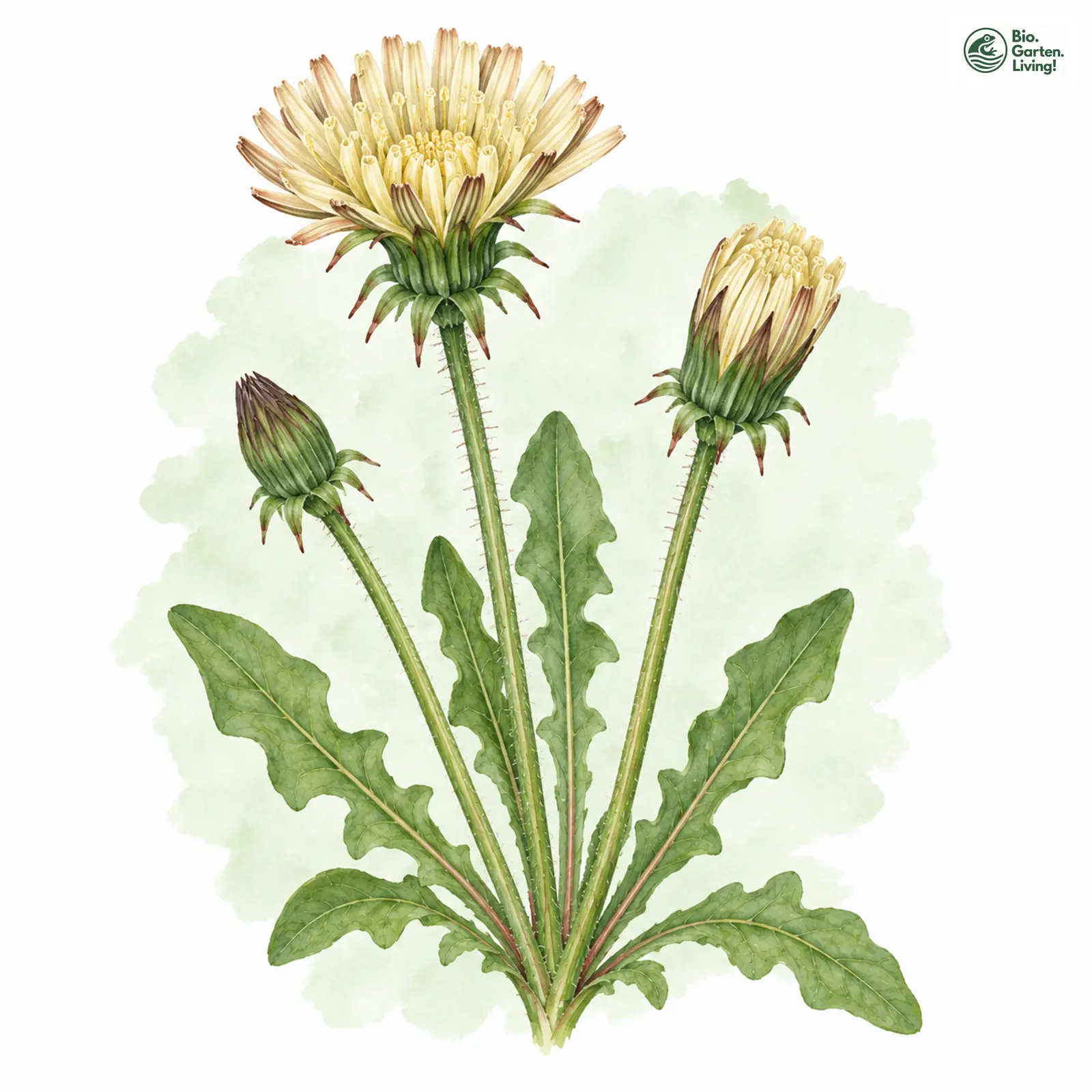 Aquarellzeichnung: Strohblütiger Löwenzahn (Taraxacum cucullatum)