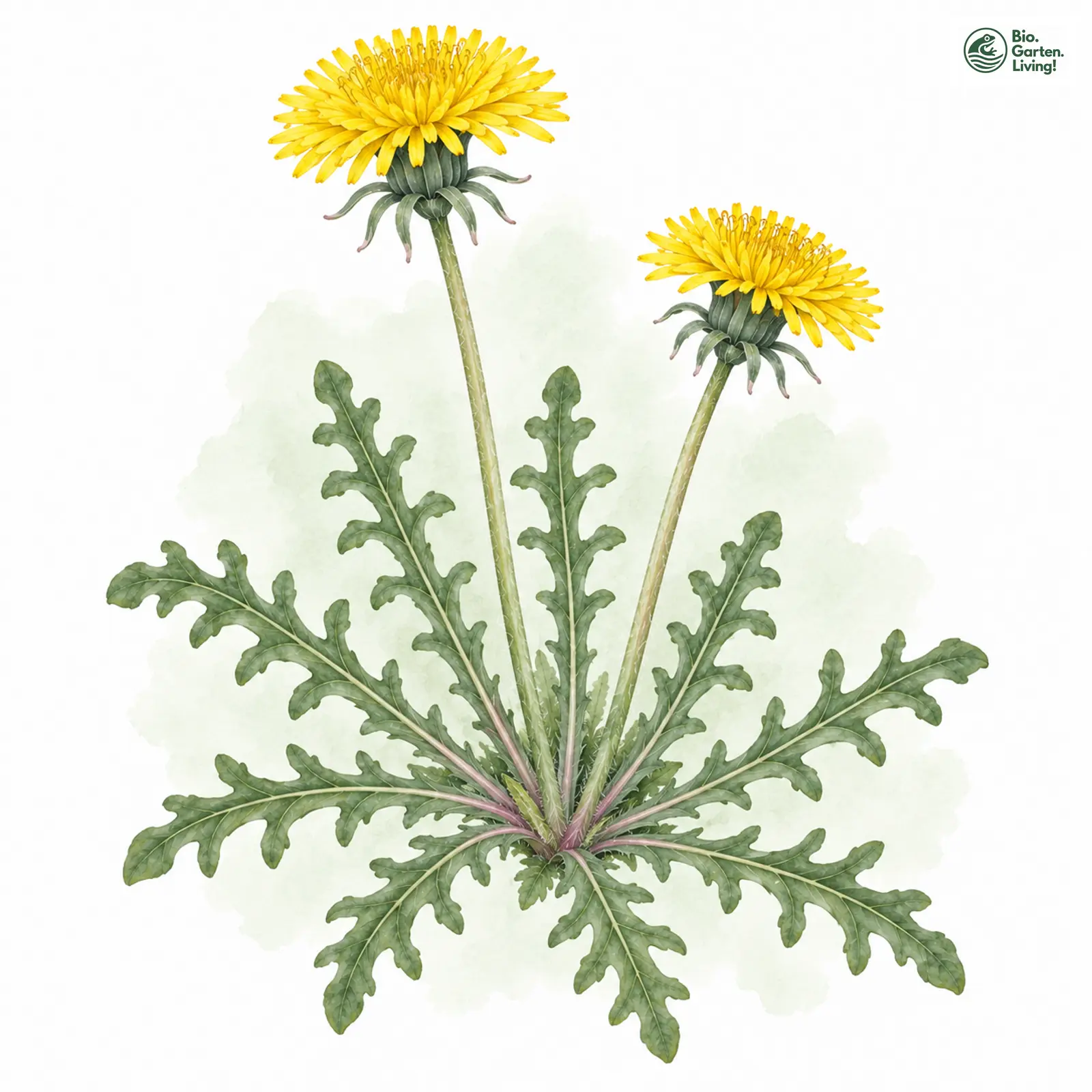 Aquarellzeichnung: Donau-Löwenzahn (Taraxacum danubium)