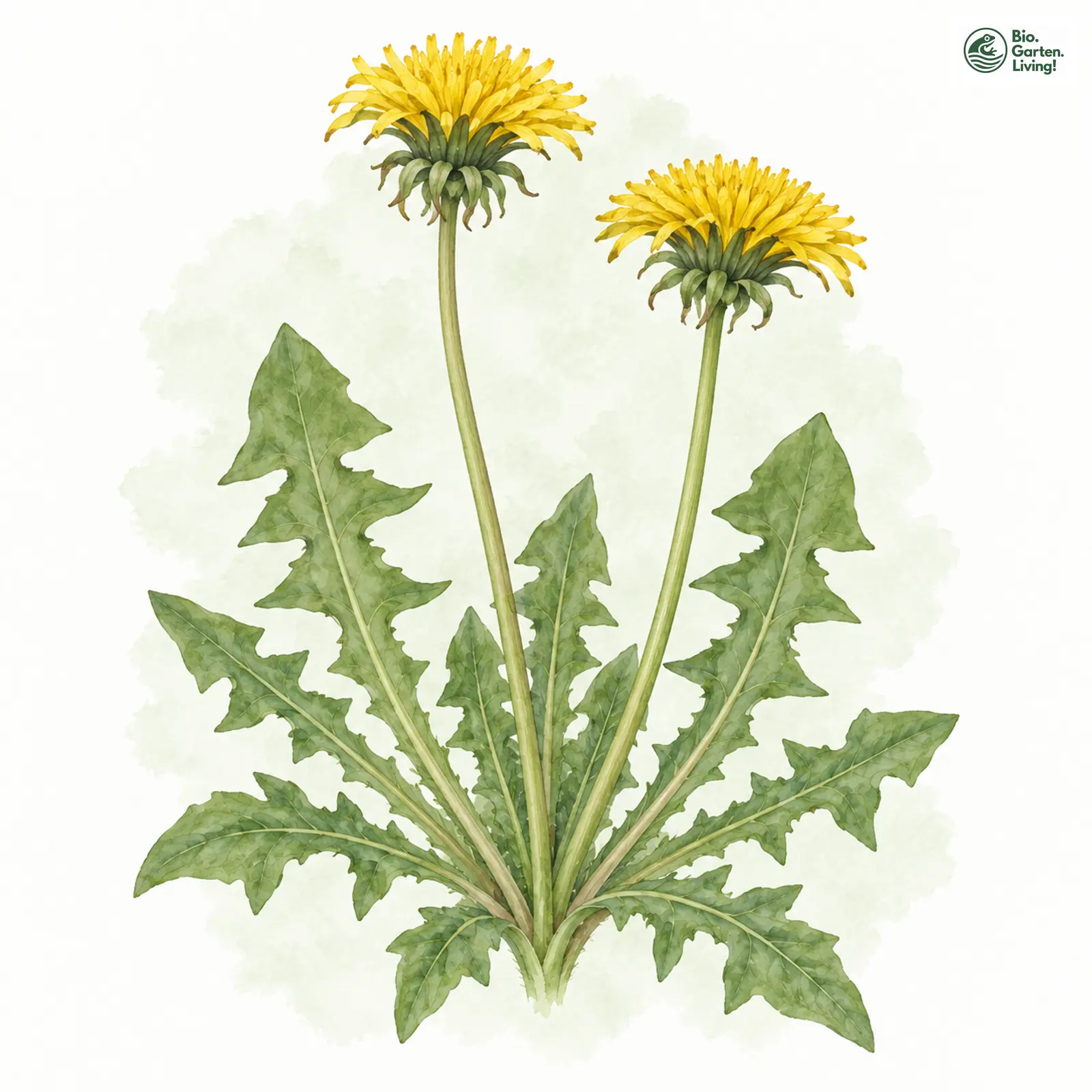 Aquarellzeichnung: Dichtlappiger Löwenzahn (Taraxacum densilobum)