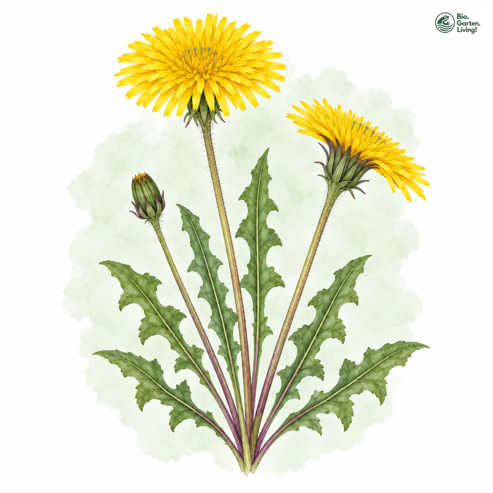 Aquarellzeichnung: Gezähnter Löwenzahn (Taraxacum dentatum)