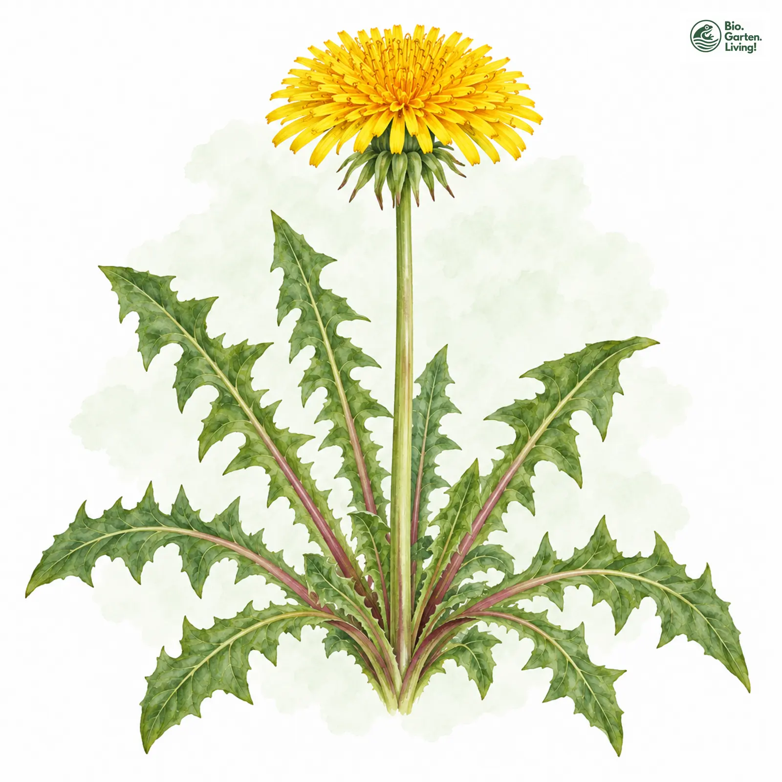 Aquarellzeichnung: Ausgedehnter Löwenzahn (Taraxacum dilatatum)