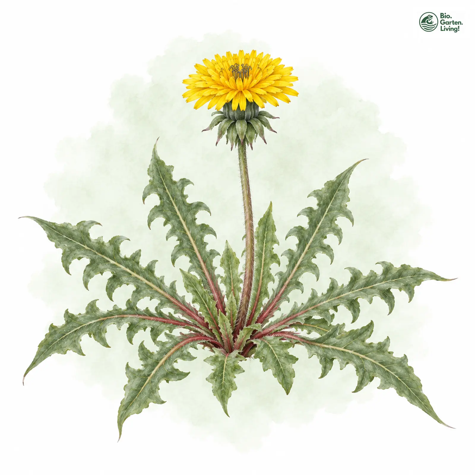Aquarellzeichnung: Raunkiaer-Löwenzahn (Taraxacum duplidentifrons)