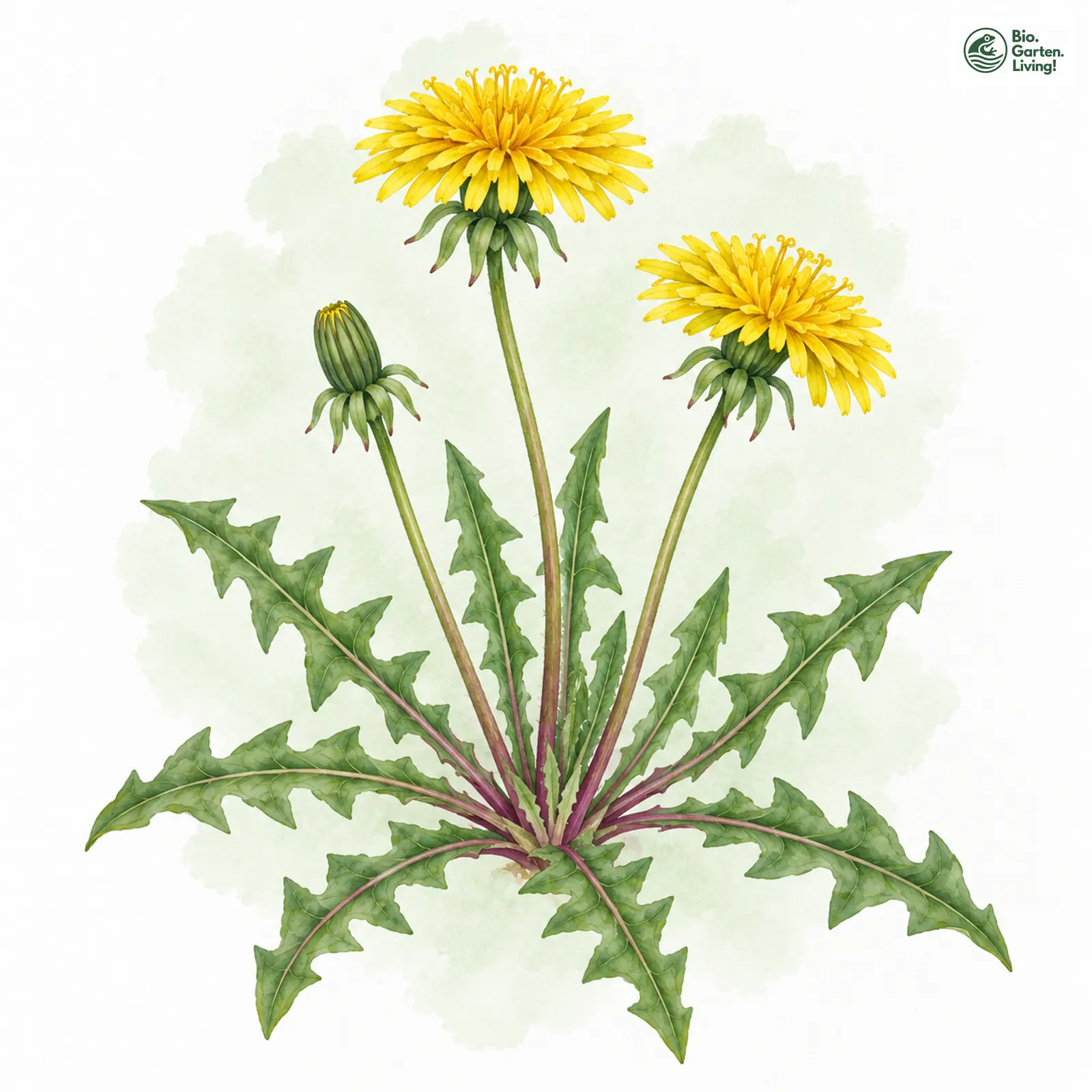 Aquarellzeichnung: Edmonds Löwenzahn (Taraxacum edmondsonianum)