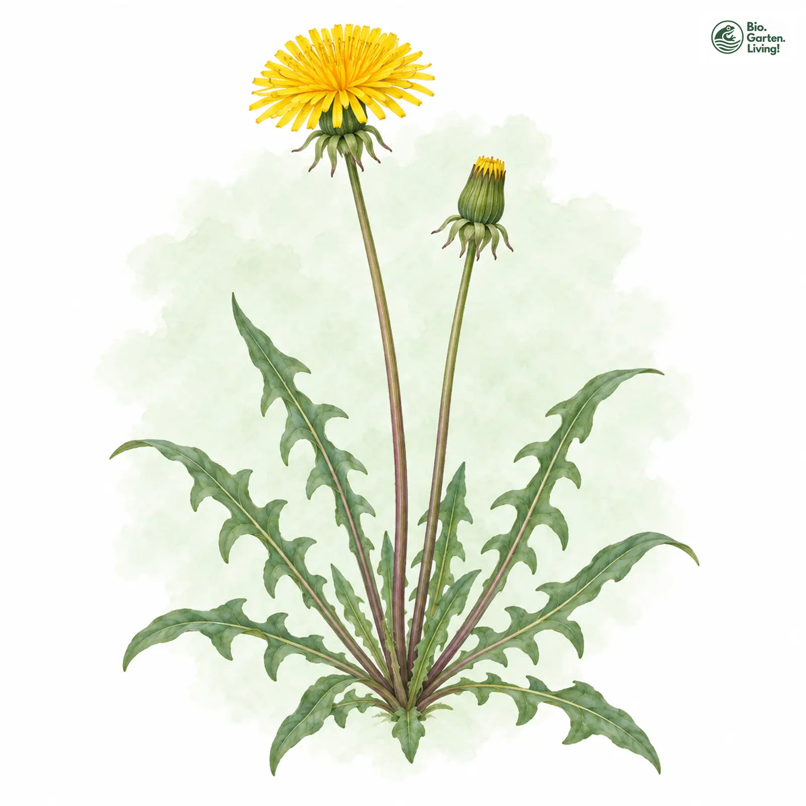 Aquarellzeichnung: Schlanker Löwenzahn (Taraxacum elegantius)