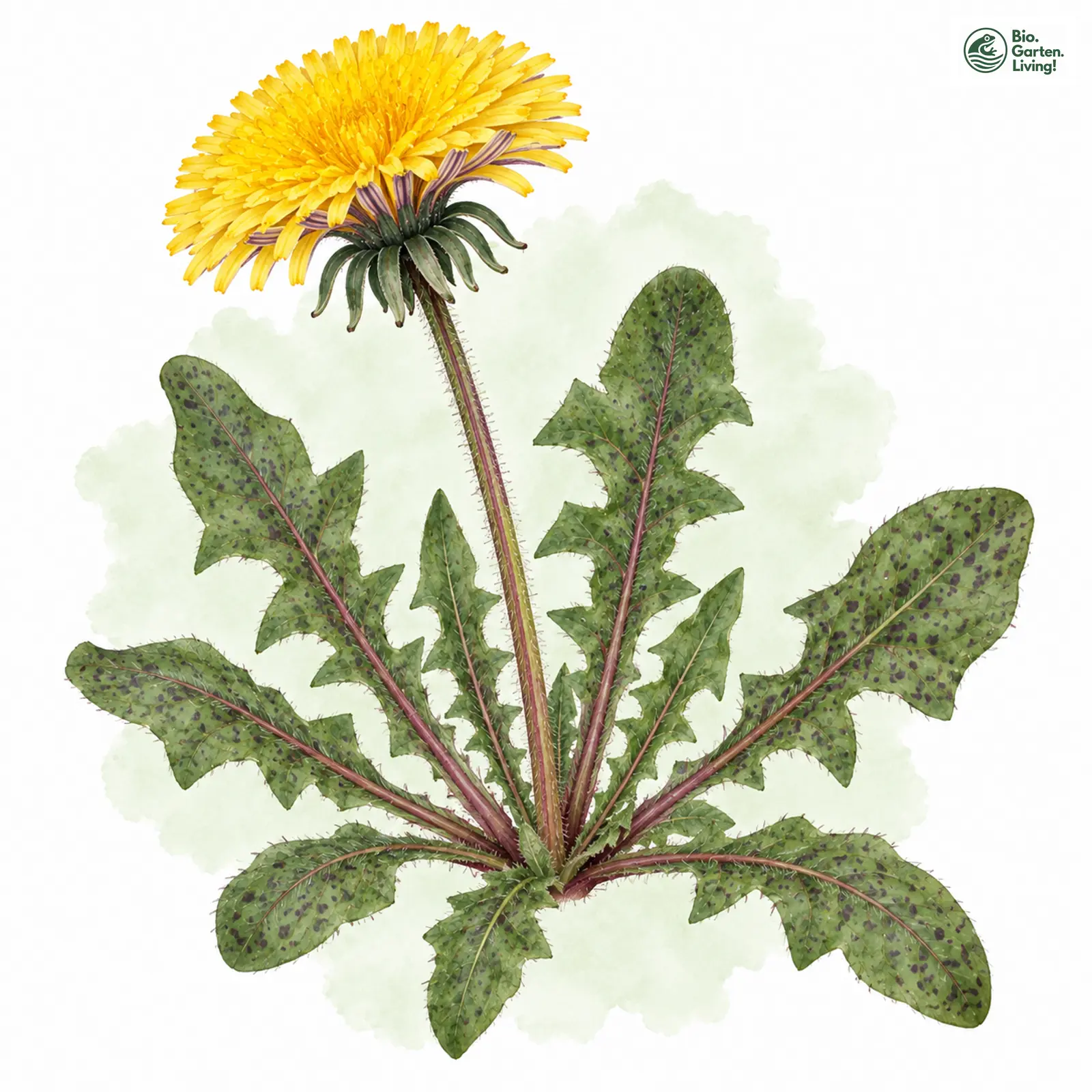 Aquarellzeichnung: Geflügelter Flecken-Löwenzahn (Taraxacum euryphyllum)