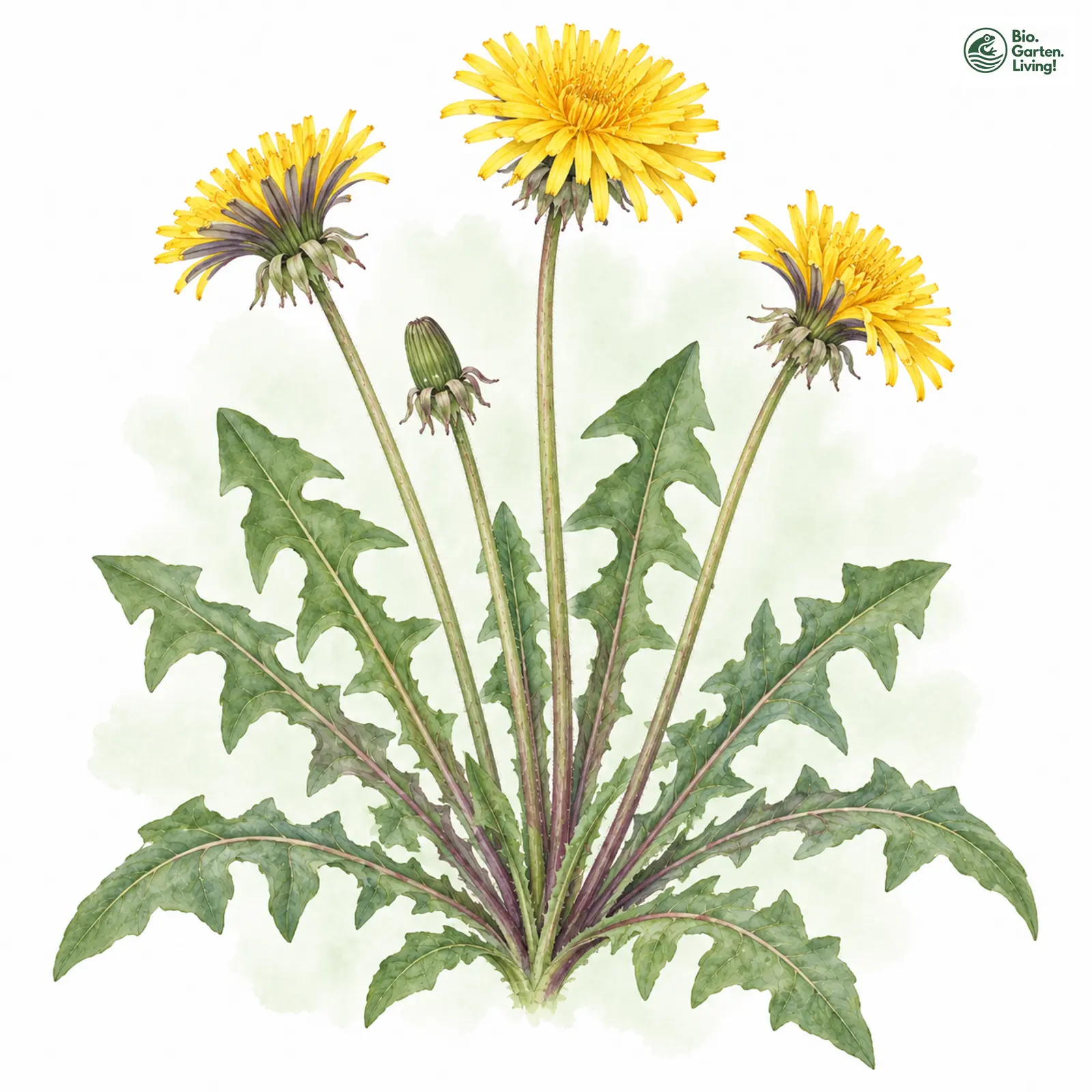 Aquarellzeichnung: Breitgestreifter Löwenzahn (Taraxacum fusciflorum)