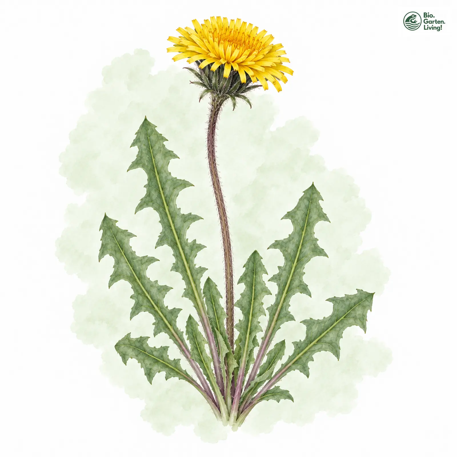 Aquarellzeichnung: Gelert-Löwenzahn (Taraxacum gelertii)