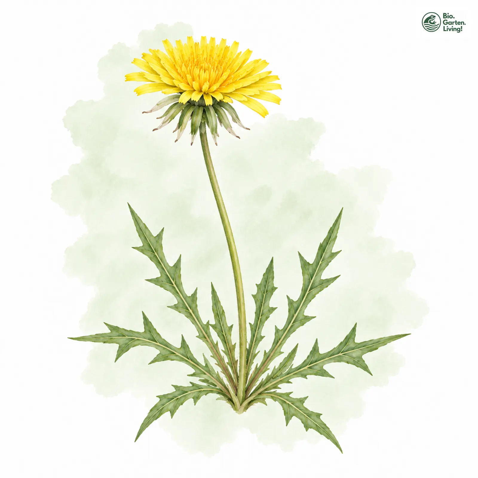 Aquarellzeichnung: Gelrrischer Löwenzahn (Taraxacum gelricum)
