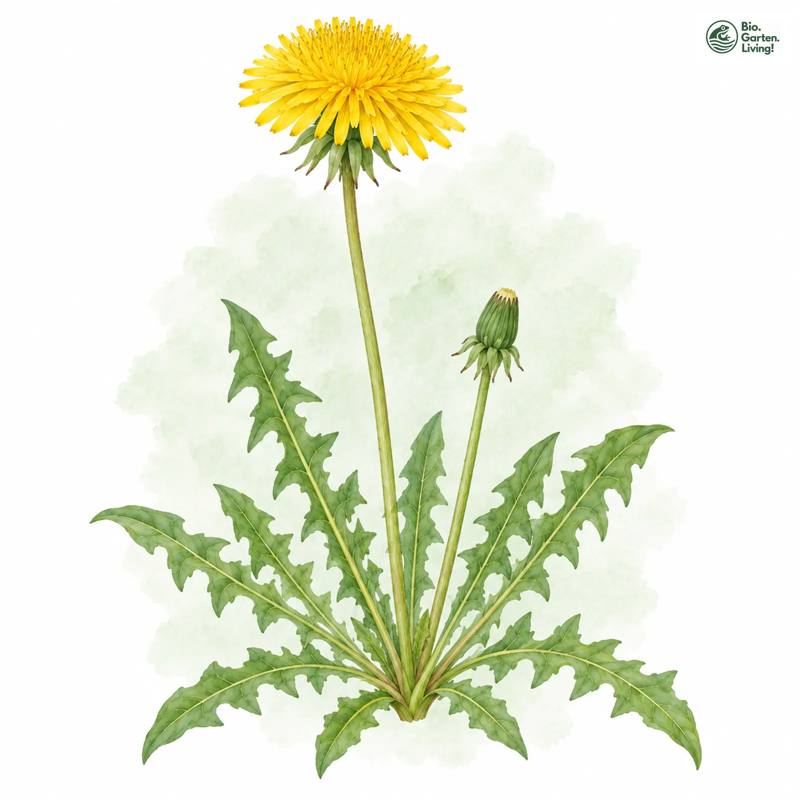 Aquarellzeichnung: Mittelzüngiger Löwenzahn (Taraxacum glossocentrum)