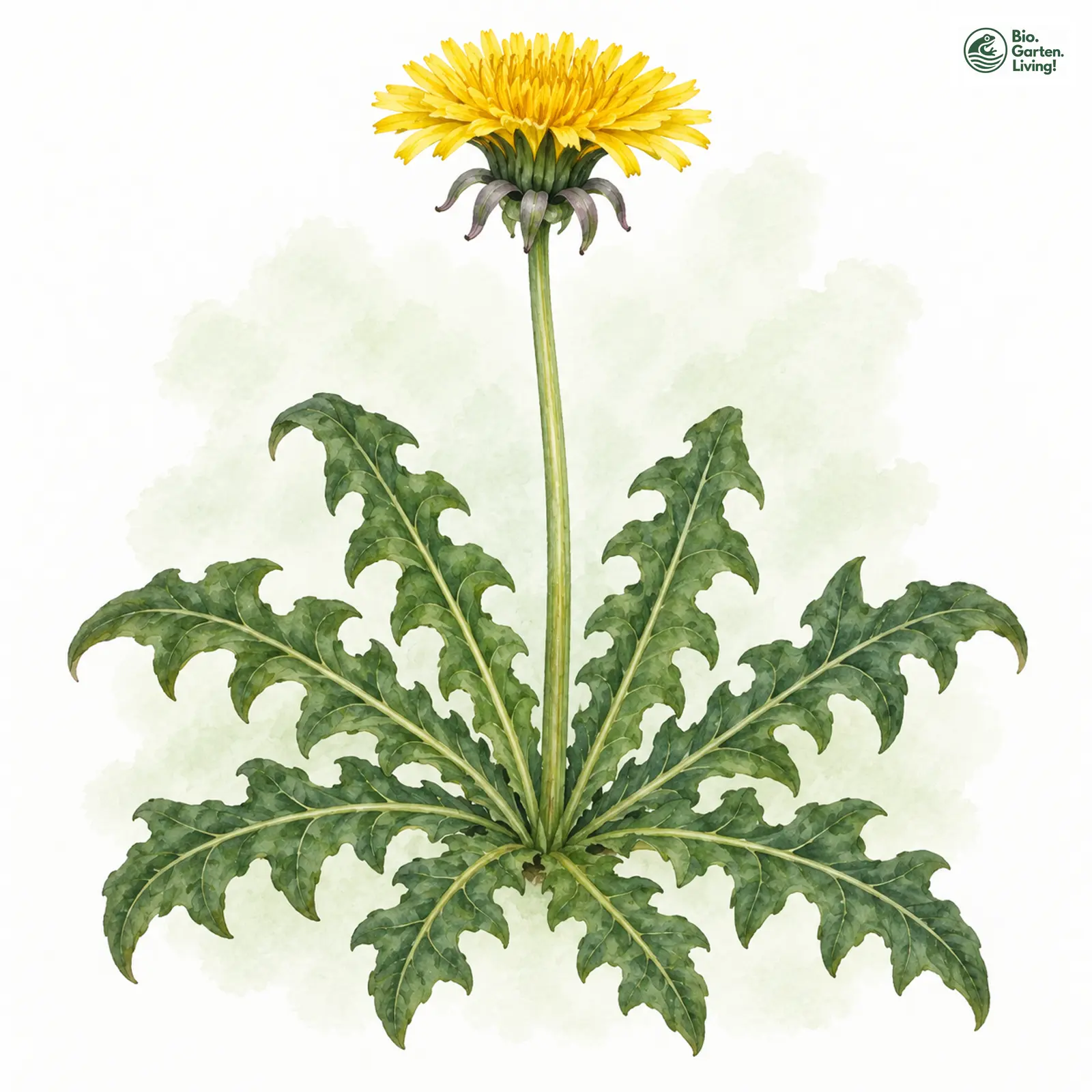 Aquarellzeichnung: Breitblättriger Haken-Löwenzahn (Taraxacum hamiferum)