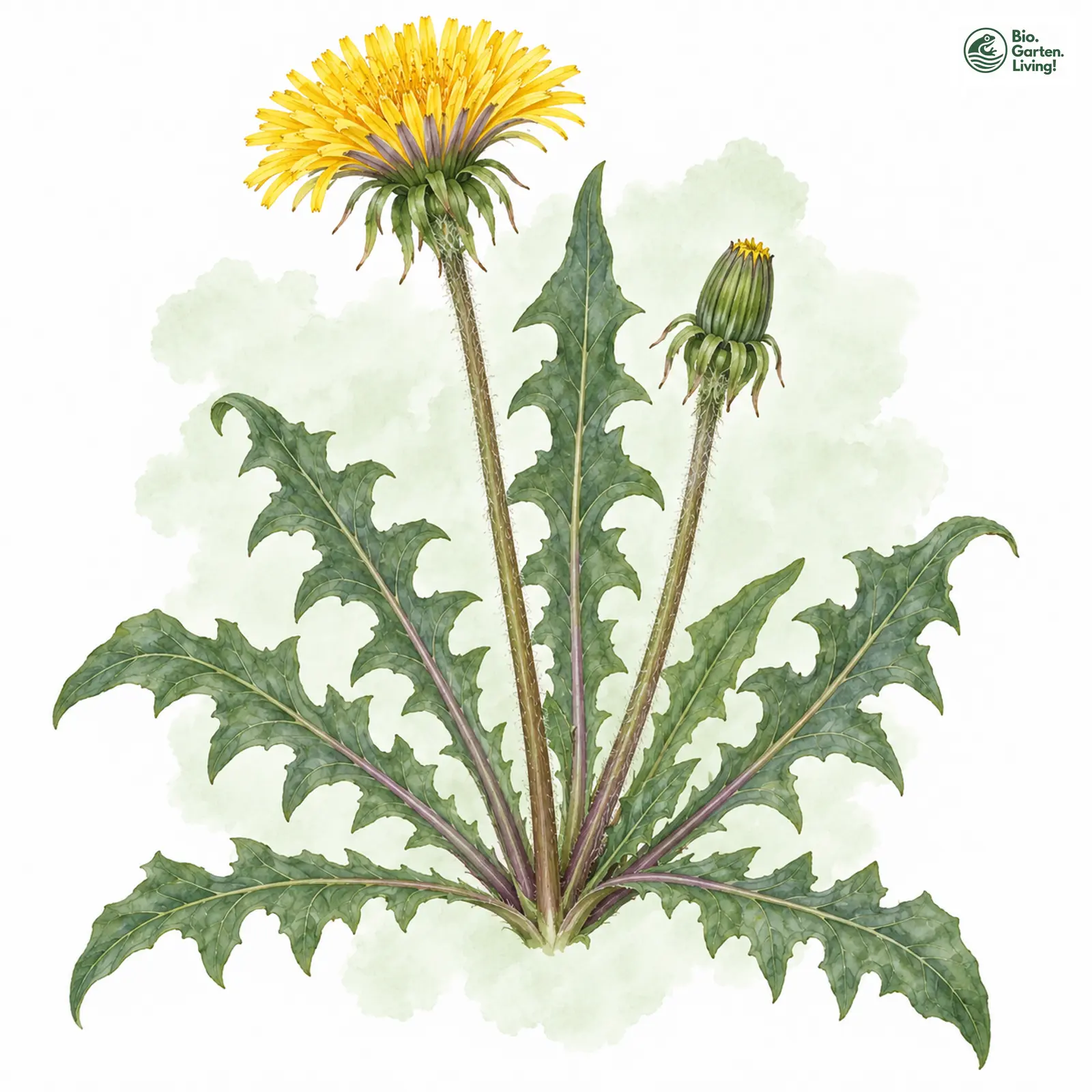 Aquarellzeichnung: Hempel-Löwenzahn (Taraxacum hempelianum)