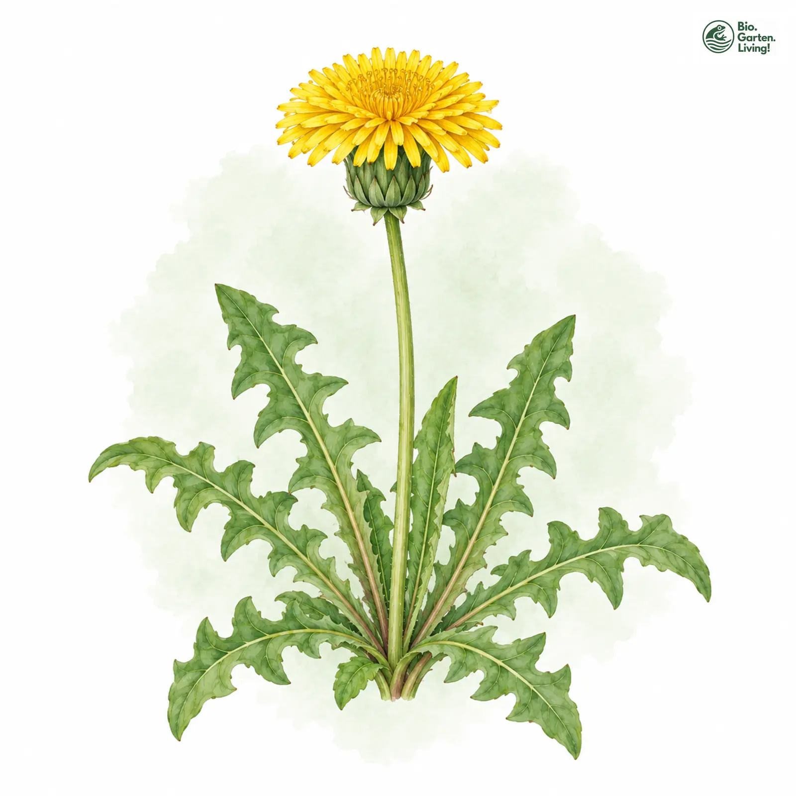Aquarellzeichnung: Holländischer Löwenzahn (Taraxacum hollandicum)