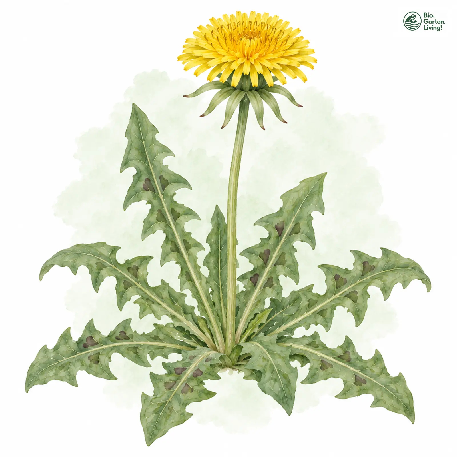 Aquarellzeichnung: Hülpher-Löwenzahn (Taraxacum huelphersianum)