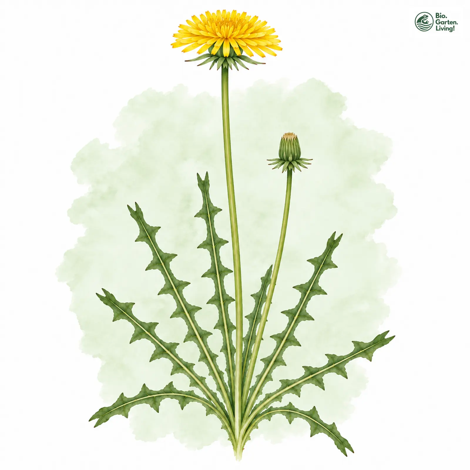Aquarellzeichnung: Riesiger Löwenzahn (Taraxacum ingens)