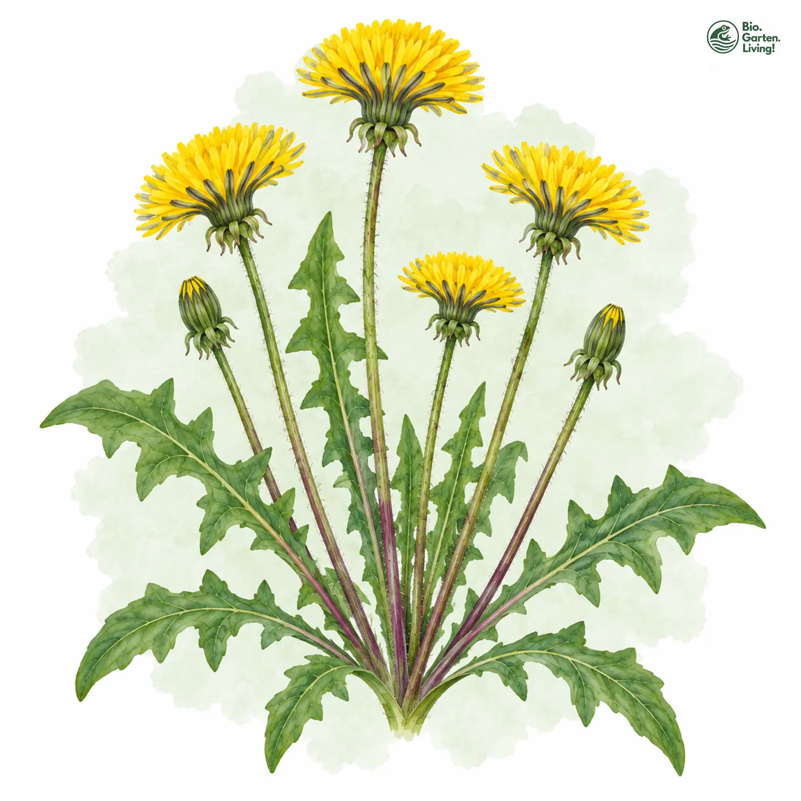 Aquarellzeichnung: Stromtalwiesen-Löwenzahn (Taraxacum irrigatum)