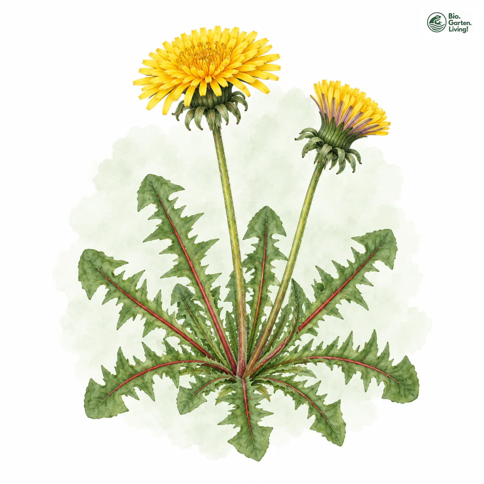 Aquarellzeichnung: Kern-Löwenzahn (Taraxacum kernianum)