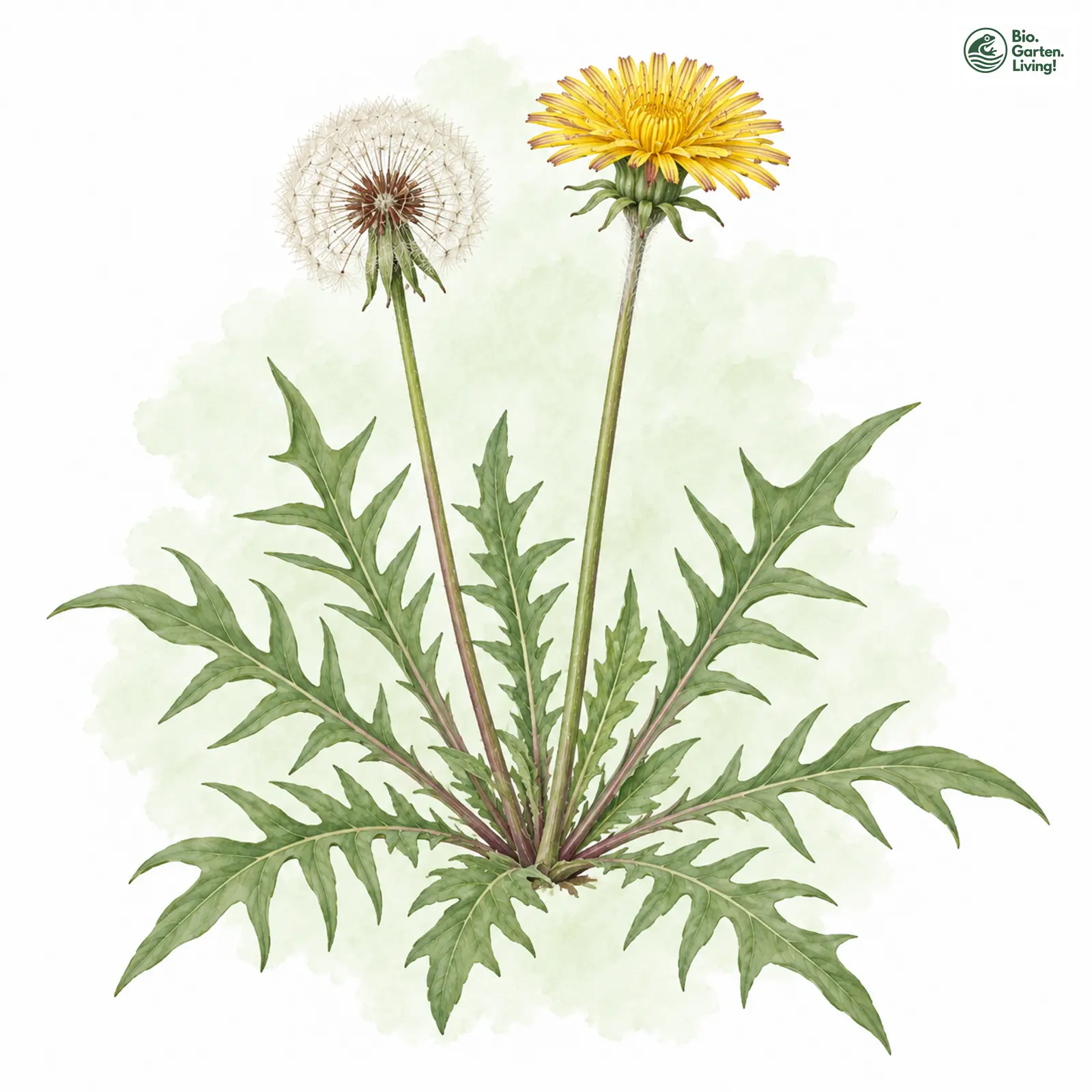 Aquarellzeichnung: Geschlitztblättriger Löwenzahn (Taraxacum lacistophyllum)