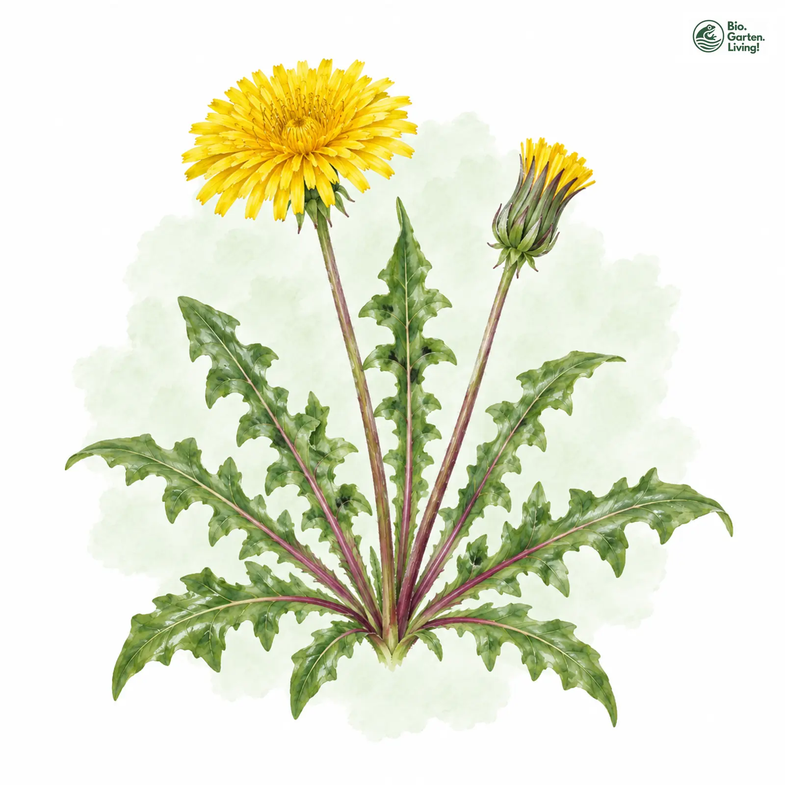 Aquarellzeichnung: Glanzblättriger Löwenzahn (Taraxacum lamprophyllum)