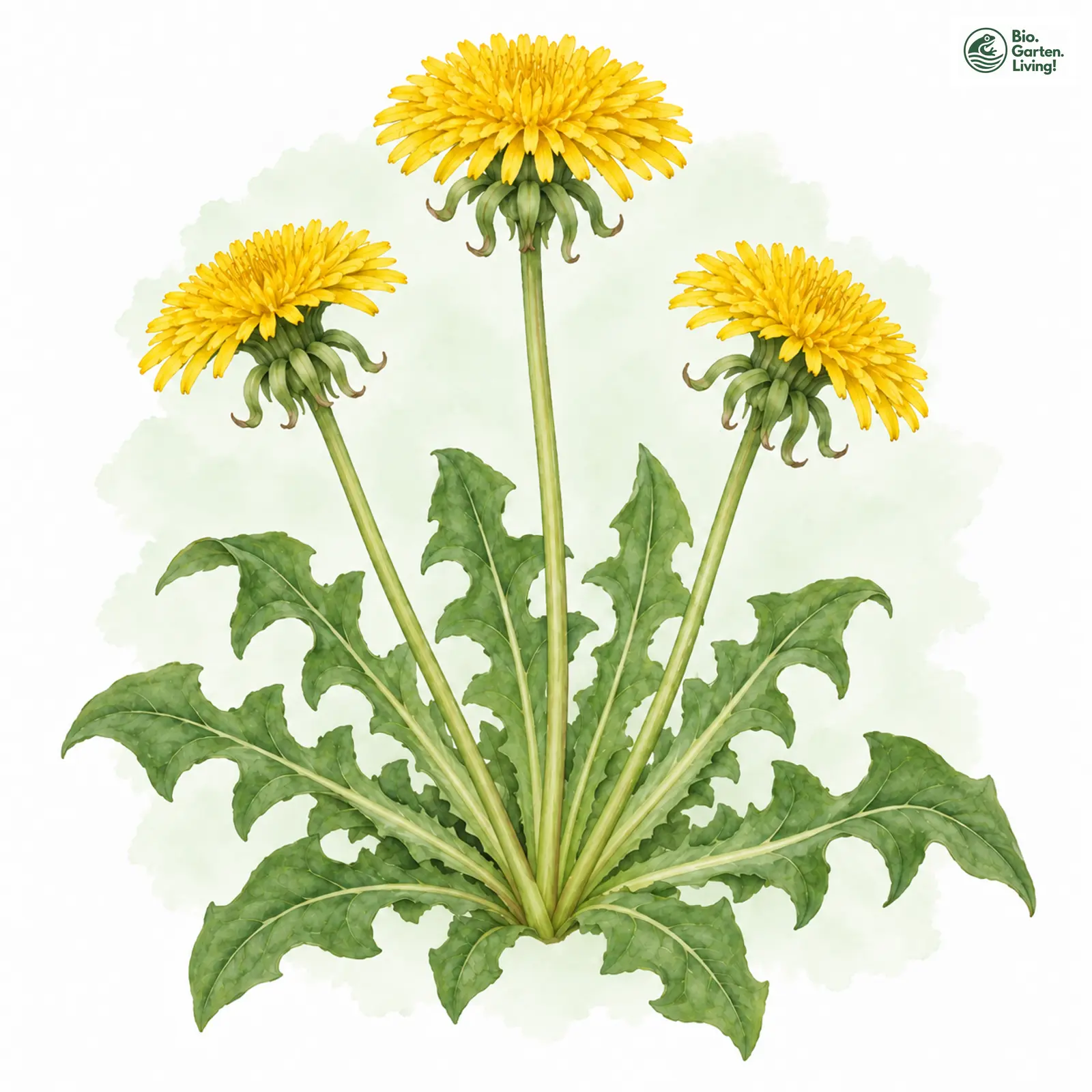 Aquarellzeichnung: Breitherzförmiger Löwenzahn (Taraxacum laticordatum)
