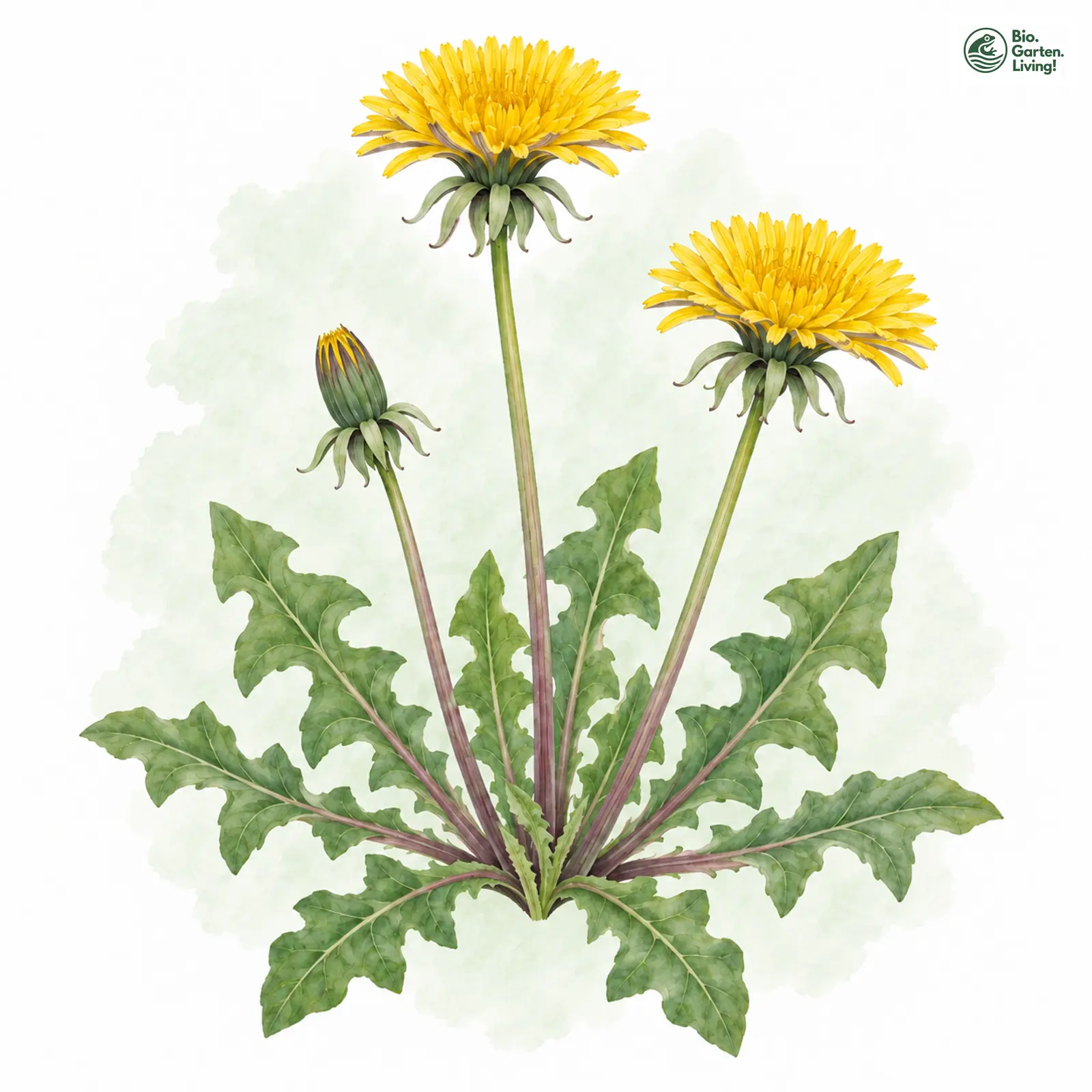 Aquarellzeichnung: Breitschnittiger Löwenzahn (Taraxacum latisectum)