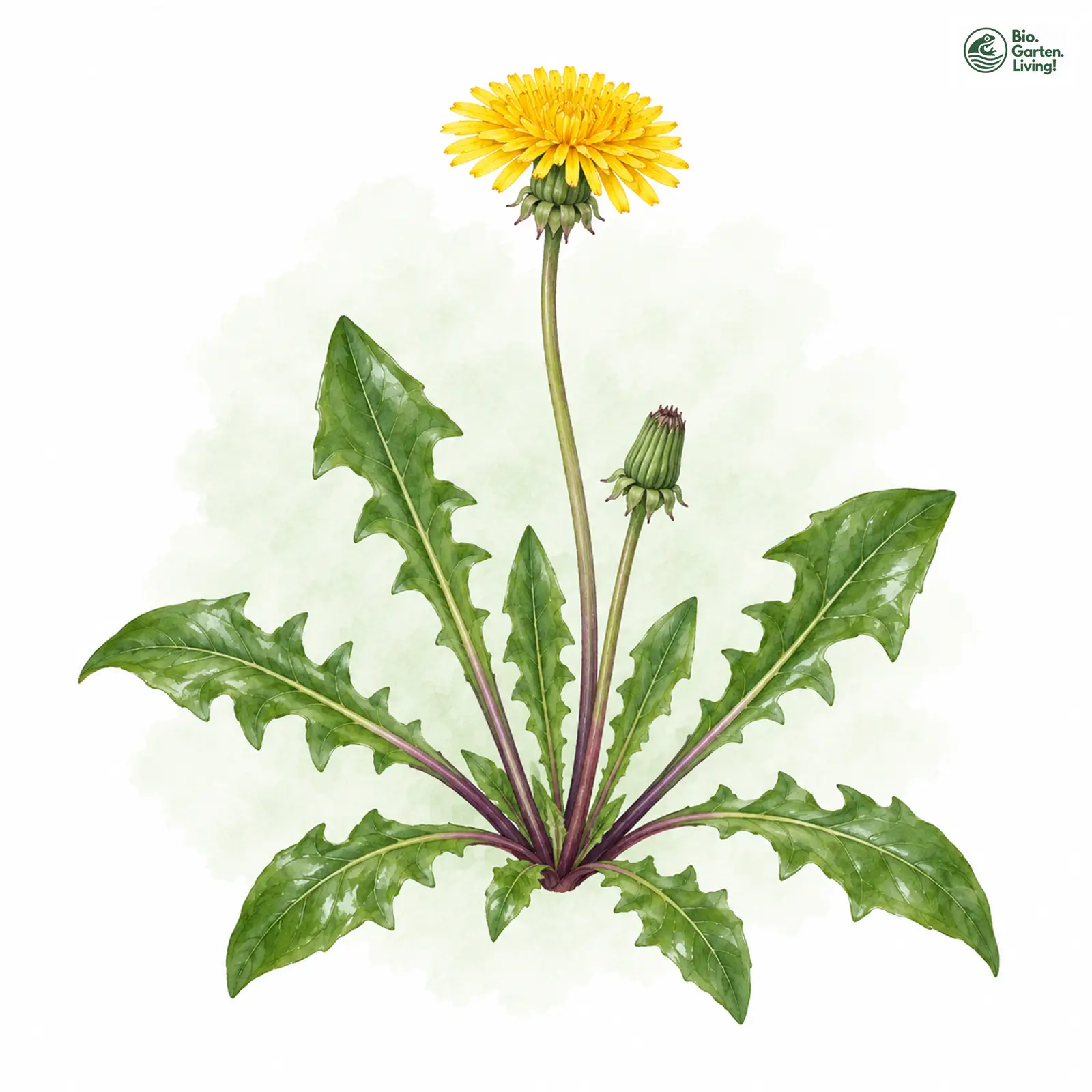 Aquarellzeichnung: Glänzender Löwenzahn (Taraxacum lucidum)
