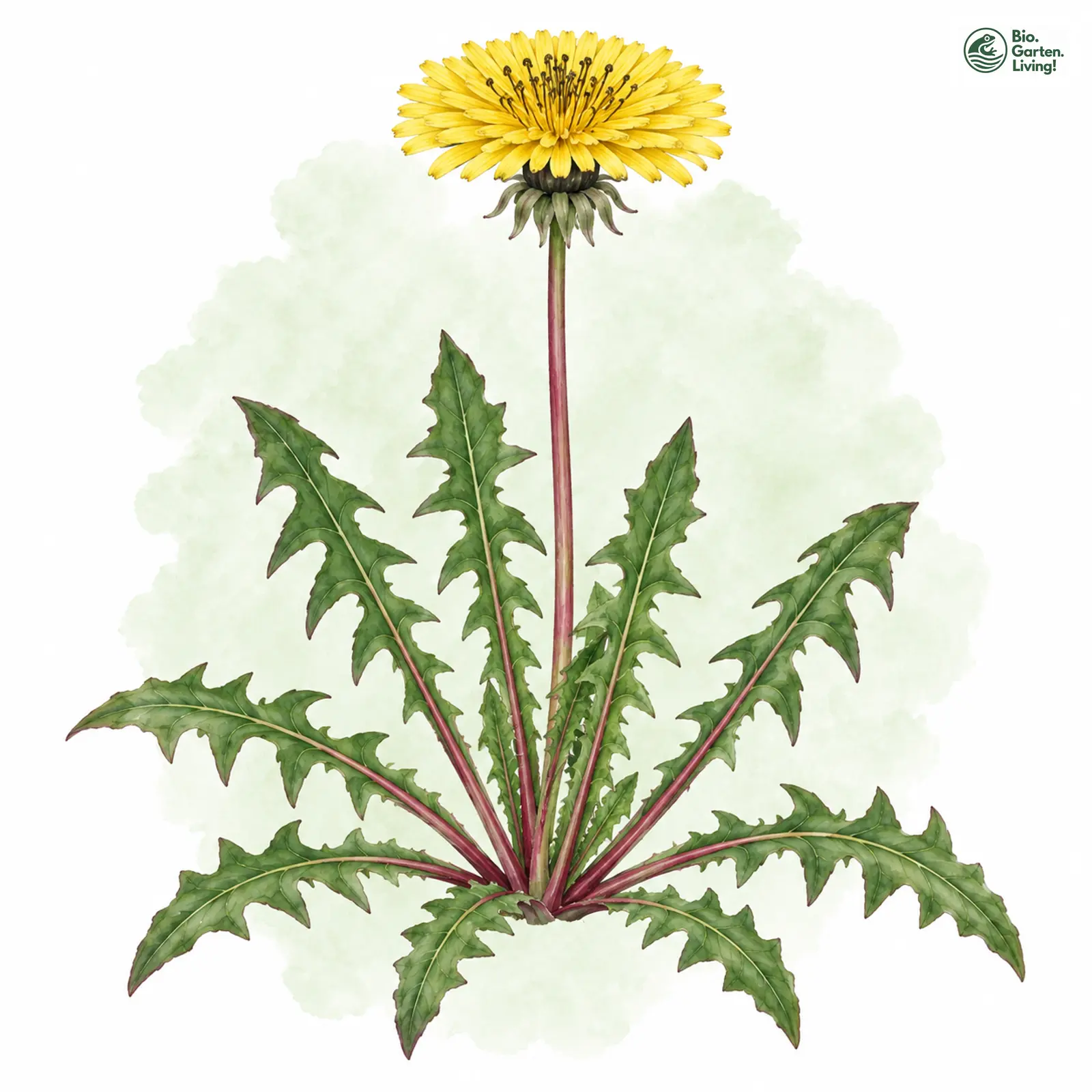 Aquarellzeichnung: Schwarzgriffliger Löwenzahn (Taraxacum melanostigma)