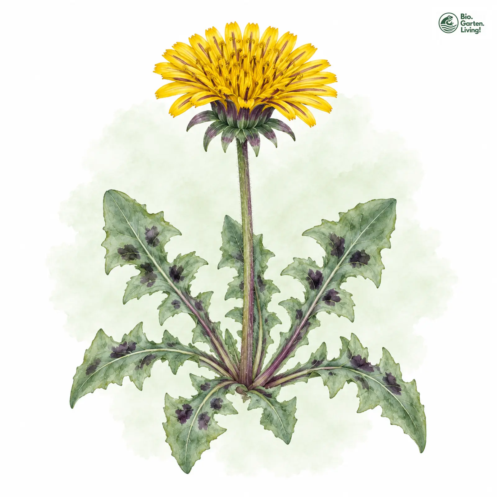 Aquarellzeichnung: Schwärzlicher Löwenzahn (Taraxacum melanthoides)