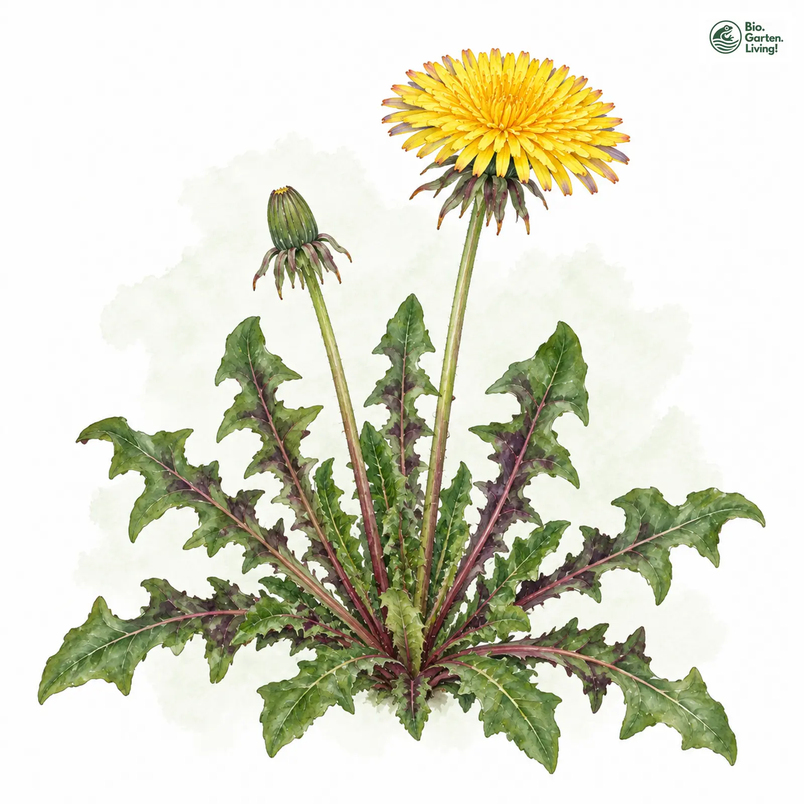 Aquarellzeichnung: Dunkelglänzender Löwenzahn (Taraxacum nitidum)
