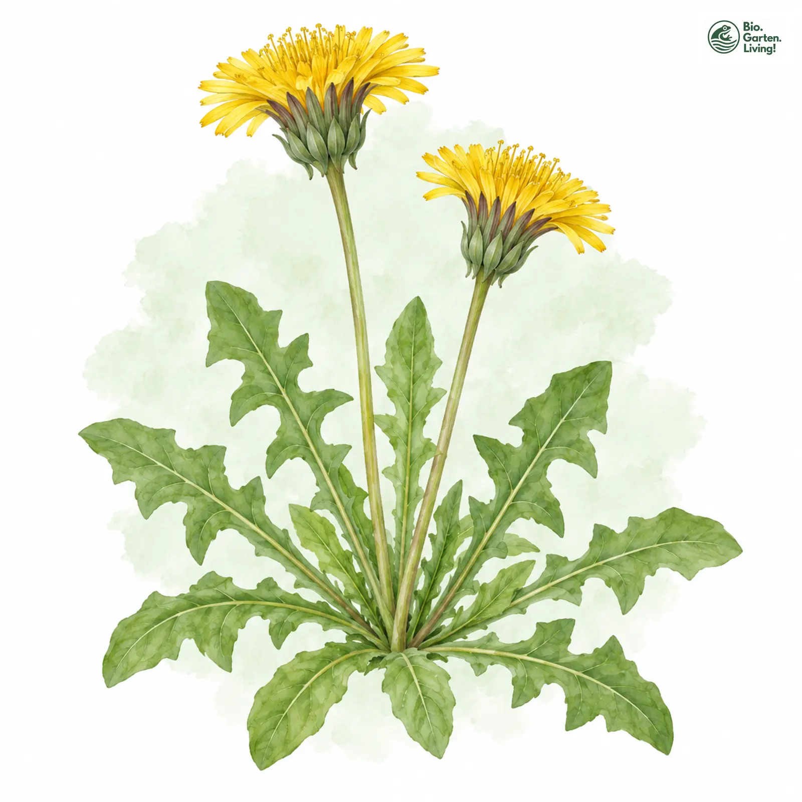 Aquarellzeichnung: Nordstedt-Löwenzahn (Taraxacum nordstedtii)