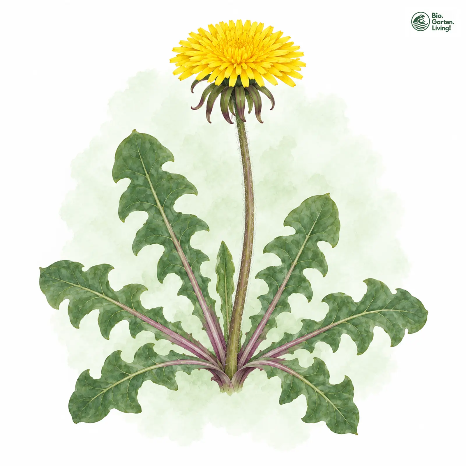 Aquarellzeichnung: Rundlappiger Löwenzahn (Taraxacum oblongatum)