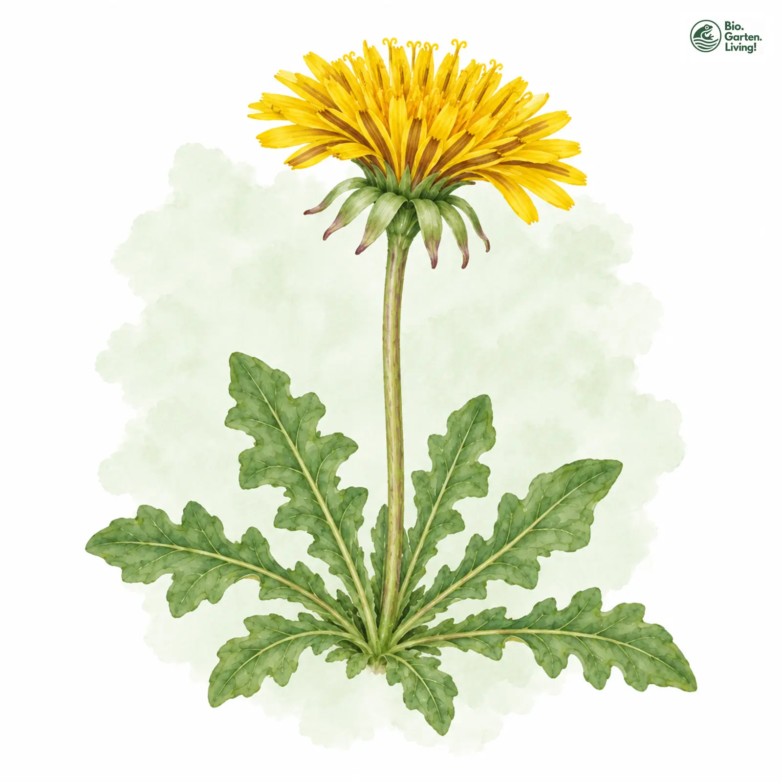 Aquarellzeichnung: Ostenfeld-Löwenzahn (Taraxacum ostenfeldii)